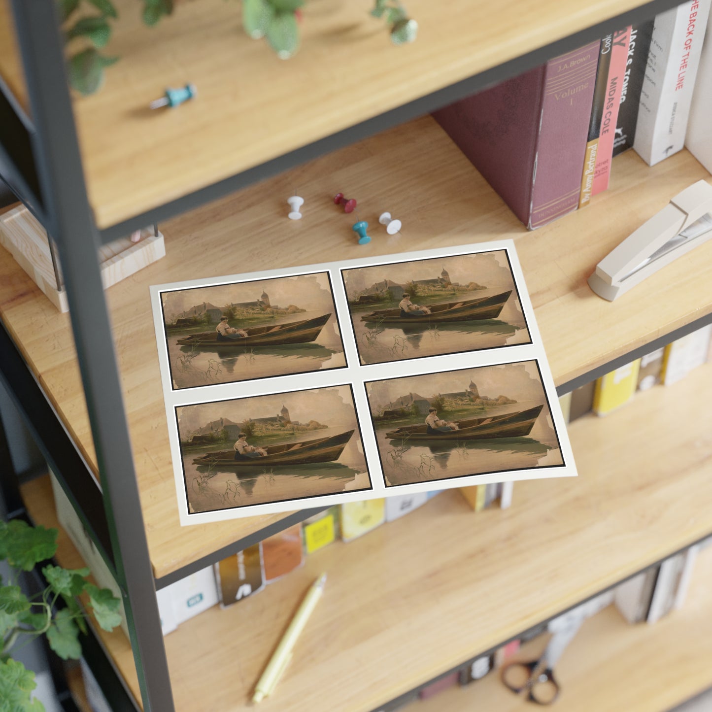 Woman holding infant in rowboat Laminated UV Protective Vinyl Stickers