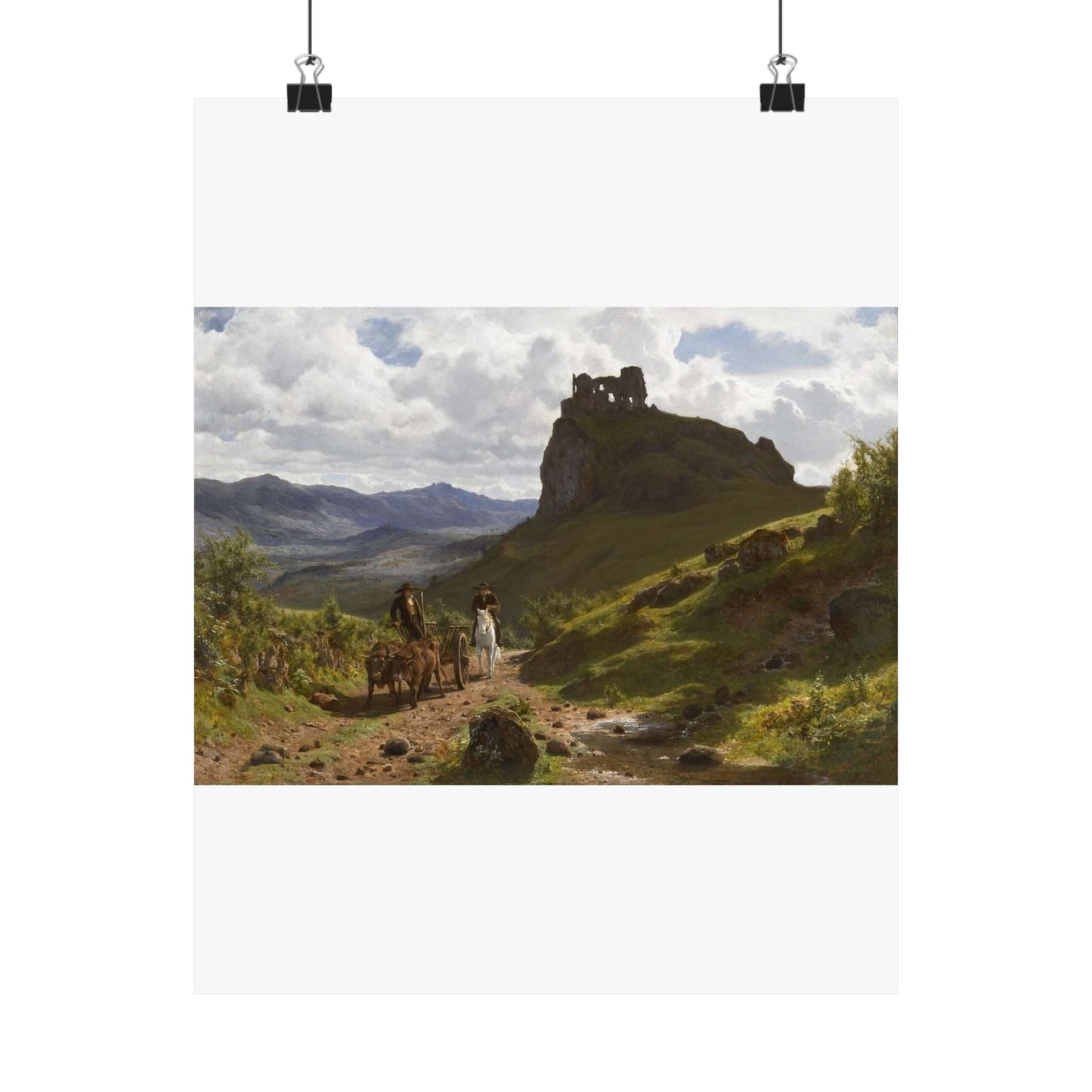 Auguste Bonheur - Les ruines du château d'Apchon High Quality Matte Wall Art Poster for Home, Office, Classroom