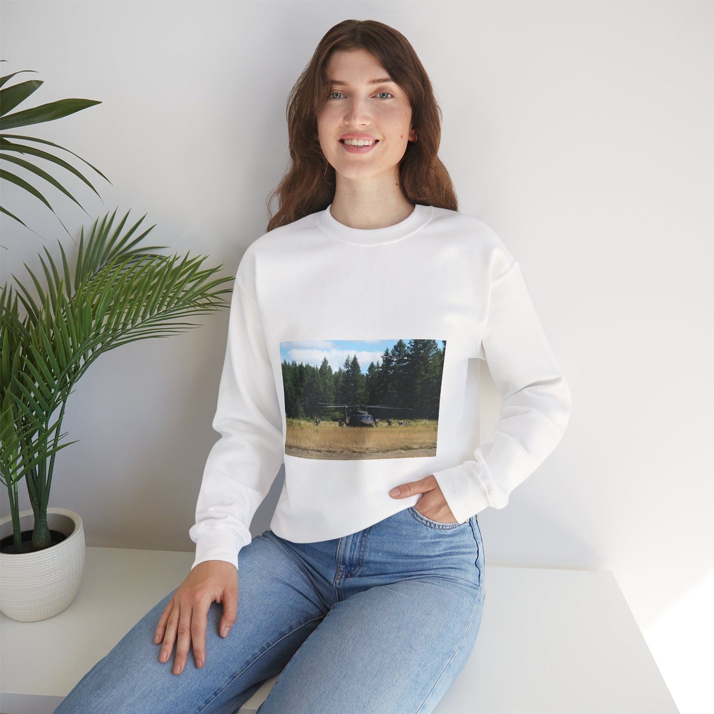 Tactical Air Control Party Airmen take up positions White Heavy Blend Adult Crew Neck SweatShirt