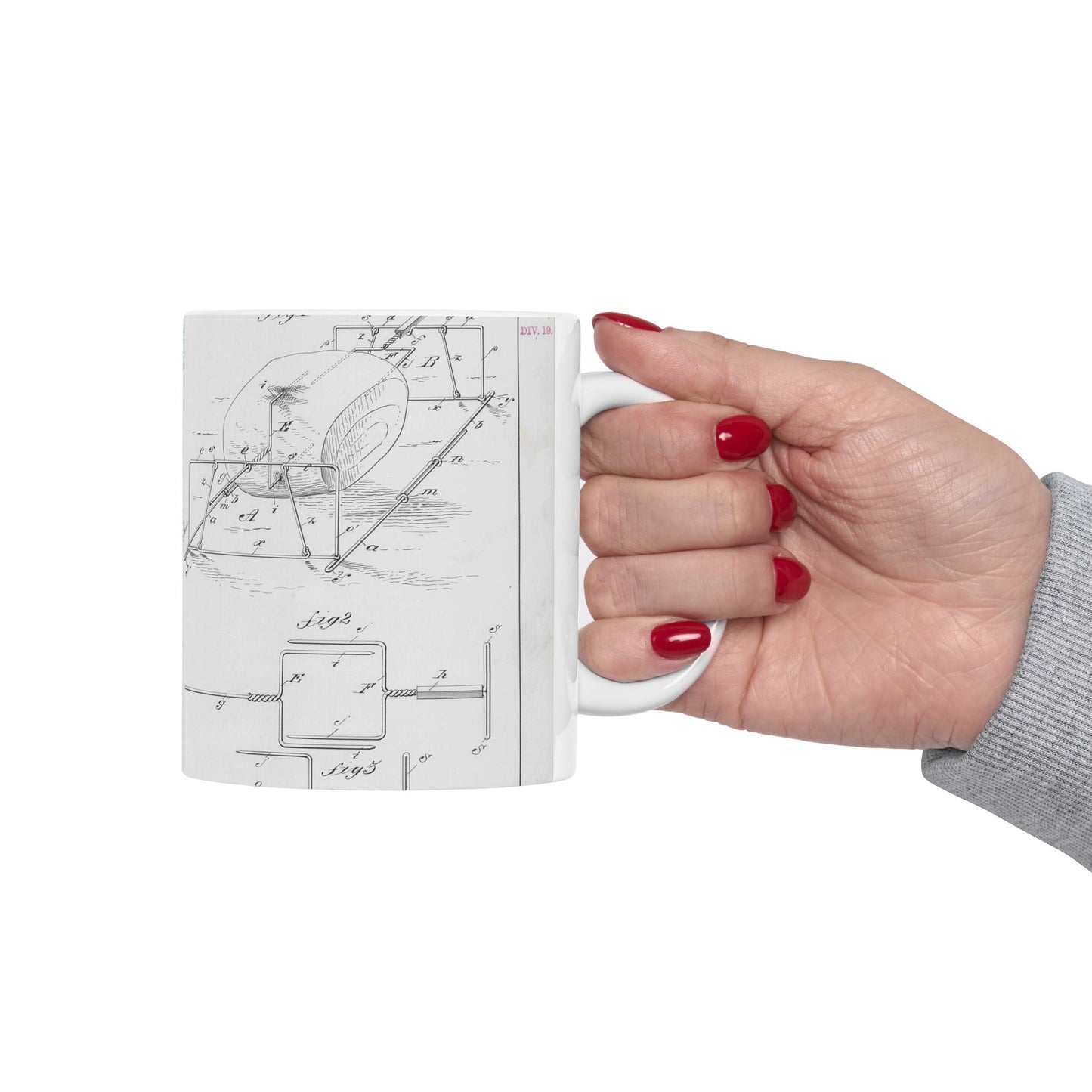 Patent drawing - for M. E. Knight's Spit Public domain image Beautiful Novelty Ceramic Coffee Mug 11oz