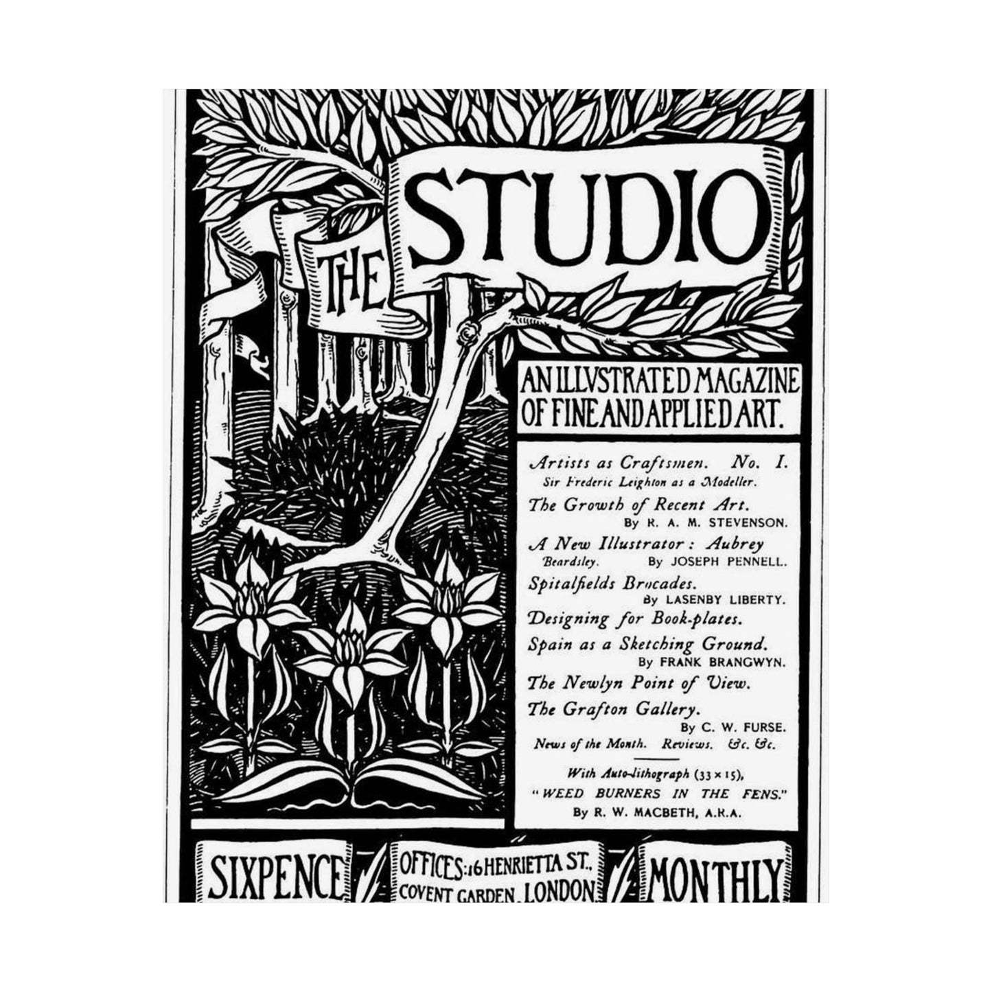 Aubrey Beardsley - Thestudiomagazinefirstcover High Quality Matte Wall Art Poster for Home, Office, Classroom