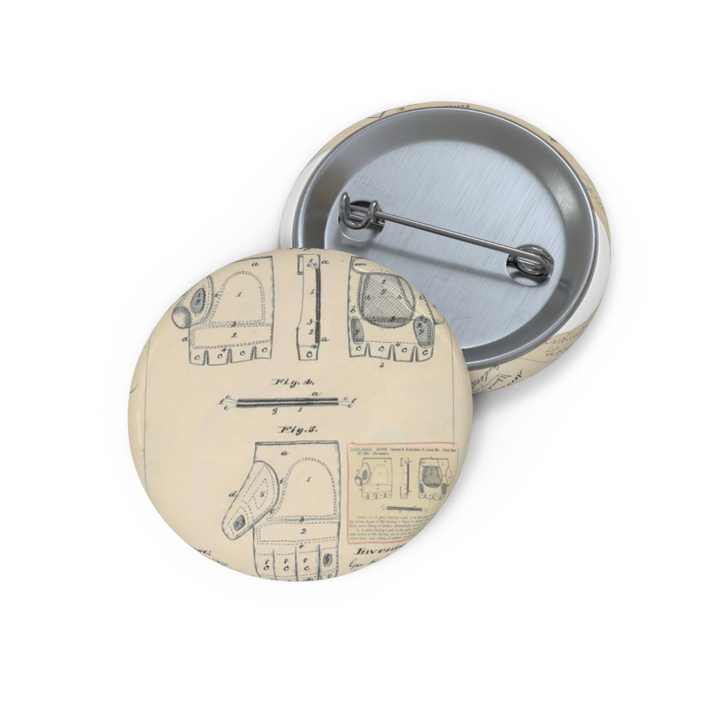 Patent drawing - Drawing for a "Base Ball Glove" Public domain image Pin Buttons with Crisp Design