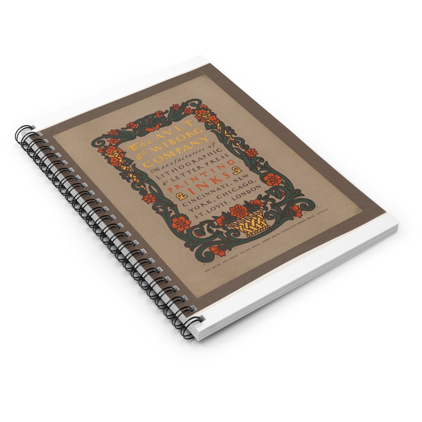 The Ault & Wiborg company - Public domain dedication image Spiral Bound Ruled Notebook with Printed Cover