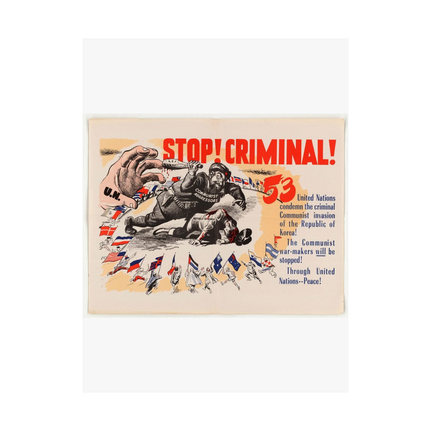 Stop Criminal!, Cold War American Propaganda poster High Quality Matte Wall Art Poster for Home, Office, Classroom