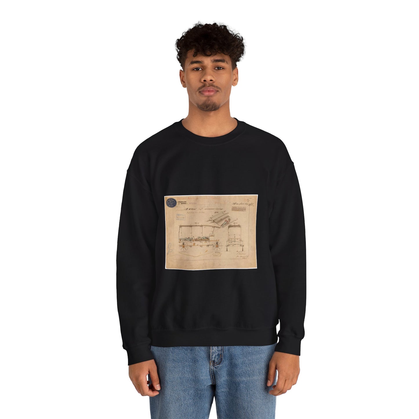 Patent drawing - Drawing of Improved Ambulance Carriage Public domain image Black Heavy Blend Adult Crew Neck SweatShirt