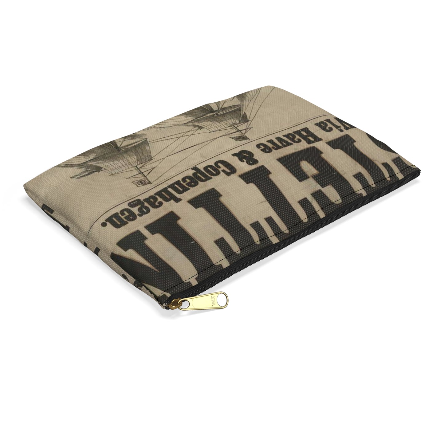 Baltischer Lloyd - dampfschifssabrt nach Stettin via Havre & Copenhagen Large Organizer Pouch with Black Zipper