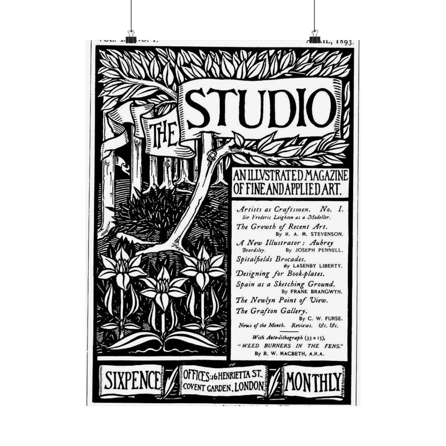 Aubrey Beardsley - Thestudiomagazinefirstcover High Quality Matte Wall Art Poster for Home, Office, Classroom
