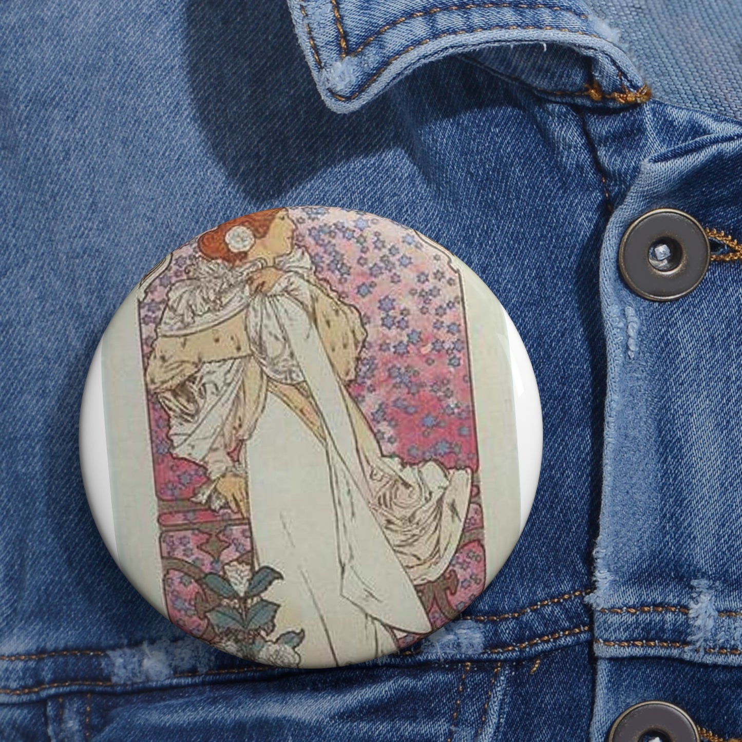 Affiche pour le Théâtre de la Renaissance, "la Dame aux Camélias". Pin Buttons with Crisp Design