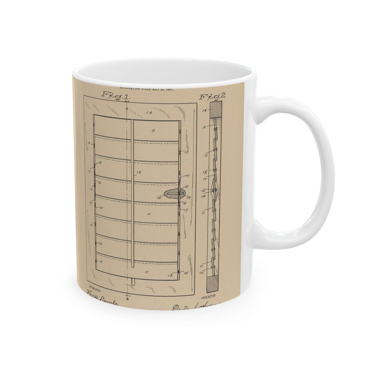 Patent Drawing of Engine - for a Window Blind Public domain image Beautiful Novelty Ceramic Coffee Mug 11oz