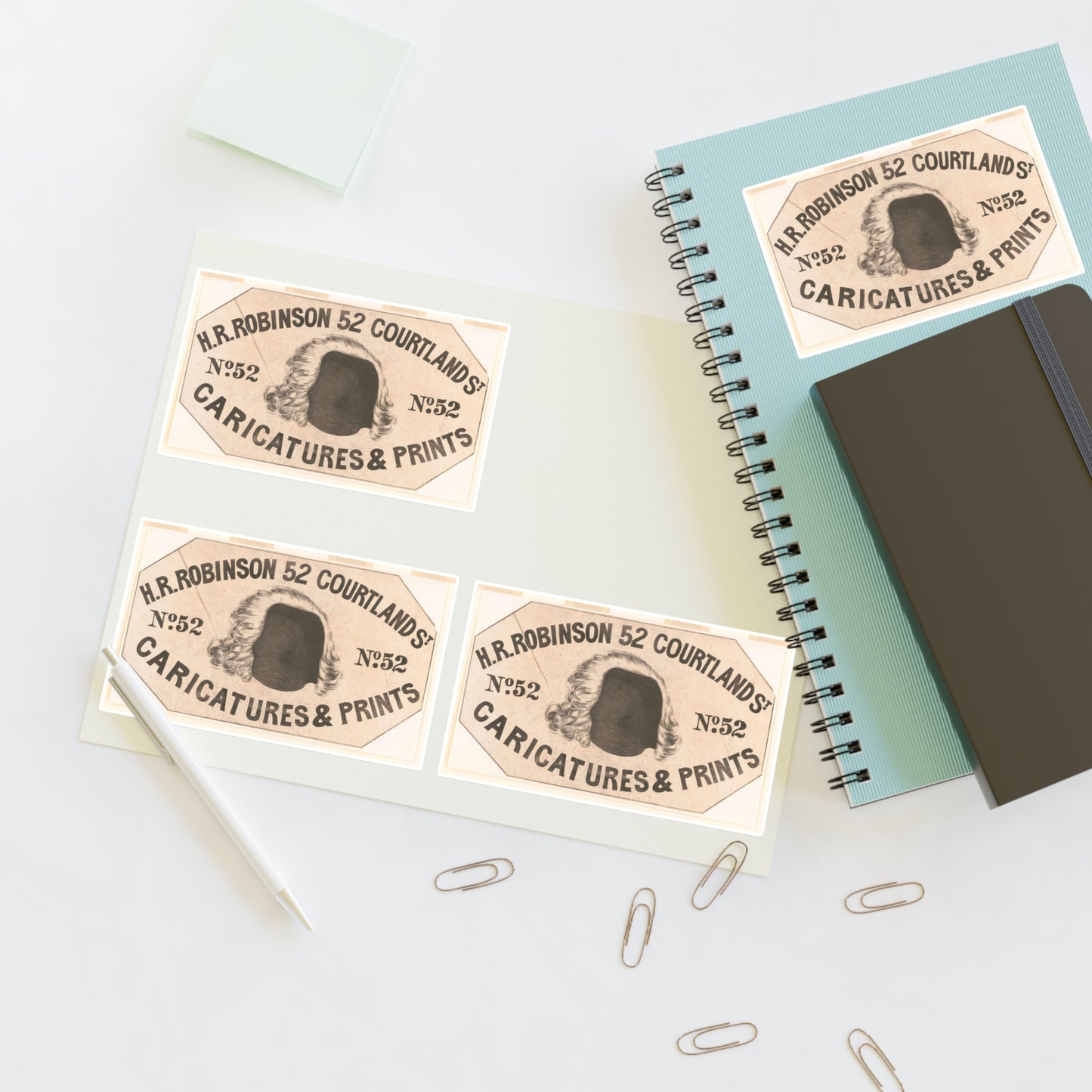 H.R. Robinson, 52 Courtland St. Caricatures & prints Laminated UV Protective Vinyl Stickers