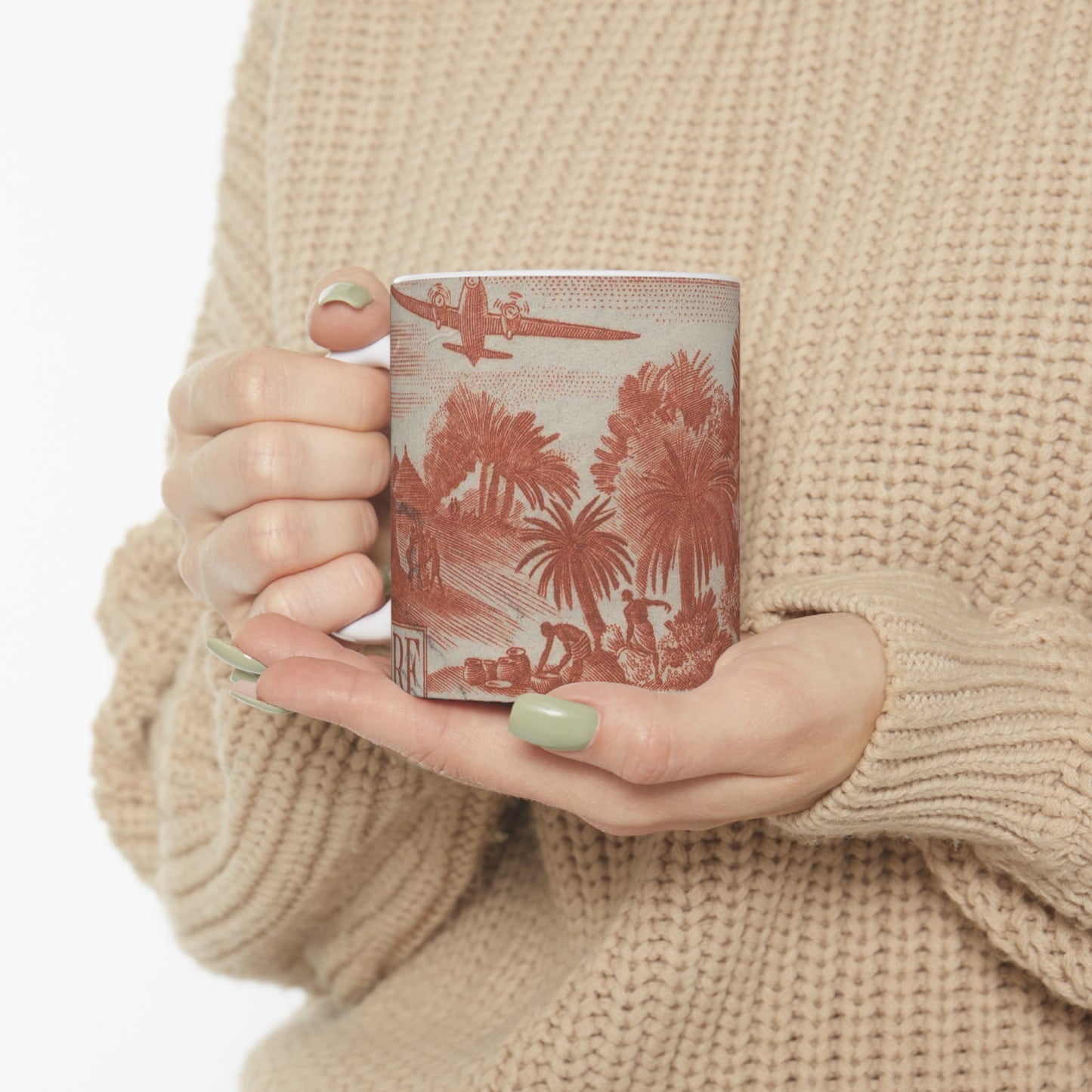 Frimärke ur Gösta Bodmans filatelistiska motivsamling, påbörjad 1950.Frimärke från Franska Ekvatorialafrika, 1947. Motiv av skördearbete. Beautiful Novelty Ceramic Coffee Mug 11oz