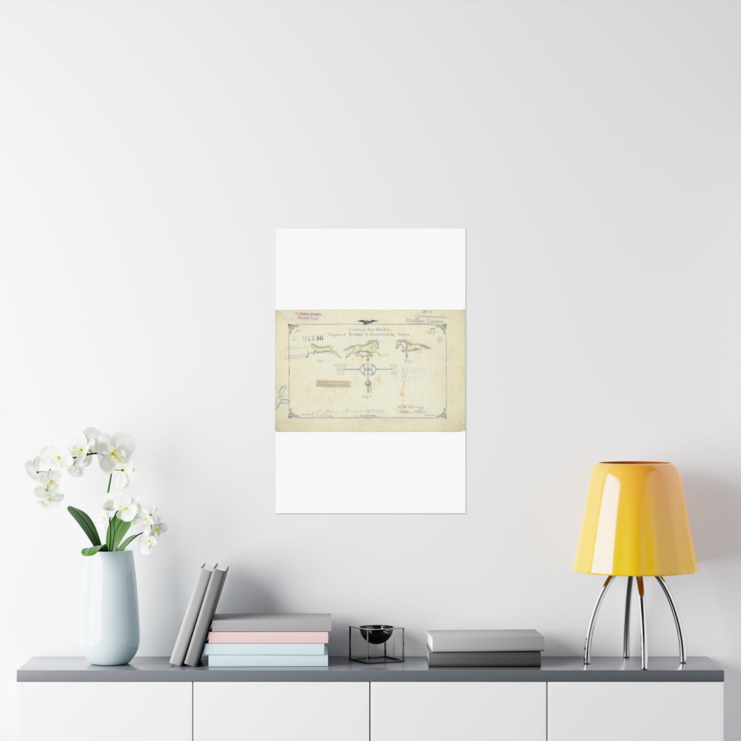 Patent drawing - Drawing of an Improved Method of Constructing Vanes Public domain image High Quality Matte Wall Art Poster for Home, Office, Classroom