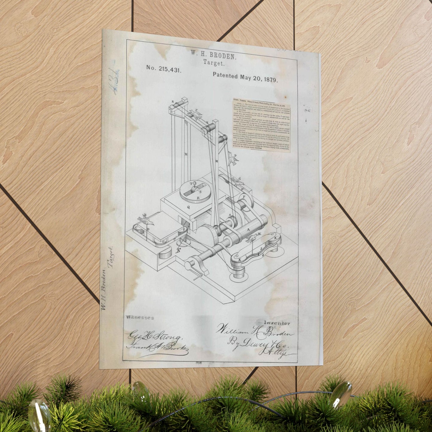 Patent drawing - for W. H. Broden's Target Public domain image High Quality Matte Wall Art Poster for Home, Office, Classroom