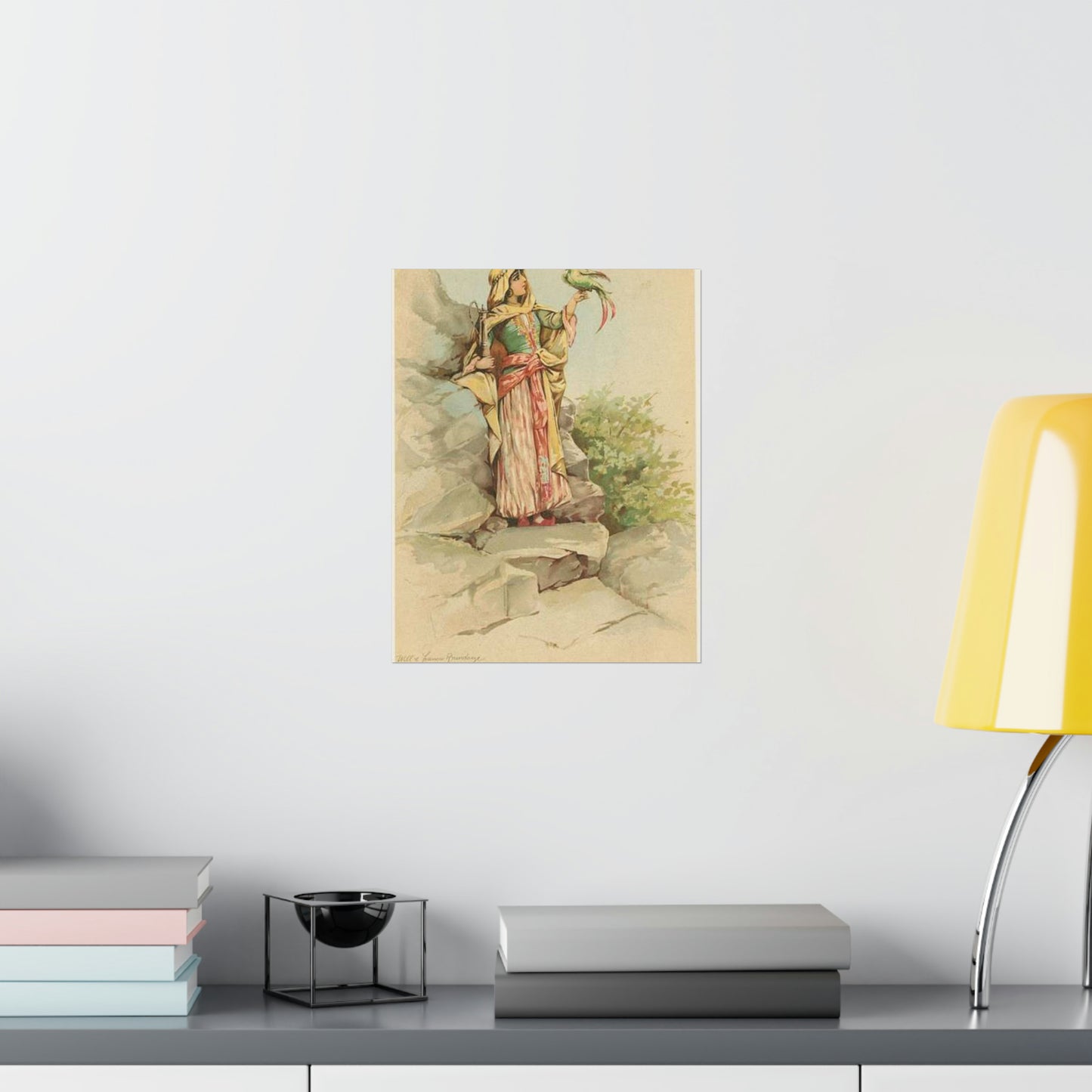 The talking bird. - Drawing. Public domain image. High Quality Matte Wall Art Poster for Home, Office, Classroom