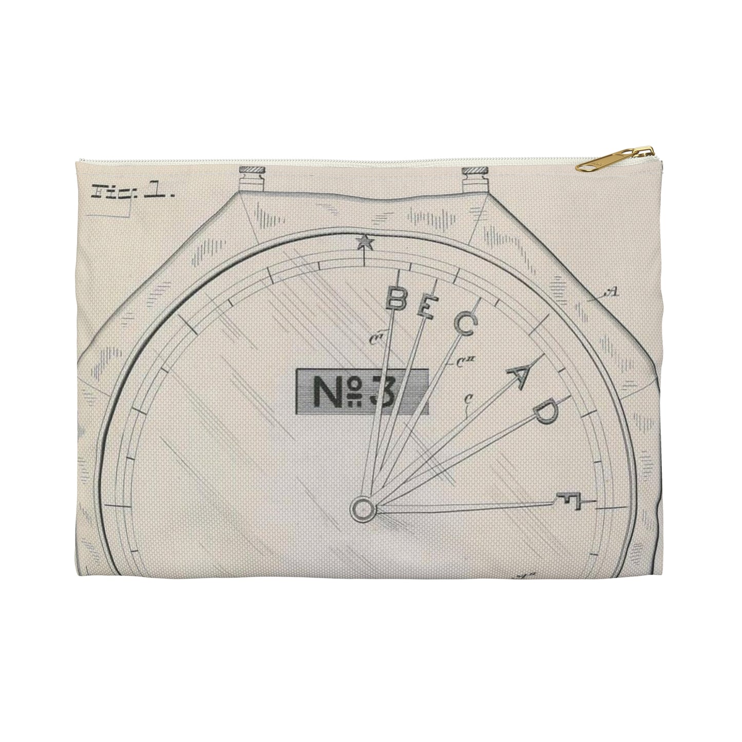 Patent drawing - for S. D. Mott's Racing Indicator Public domain image Large Organizer Pouch with Black Zipper