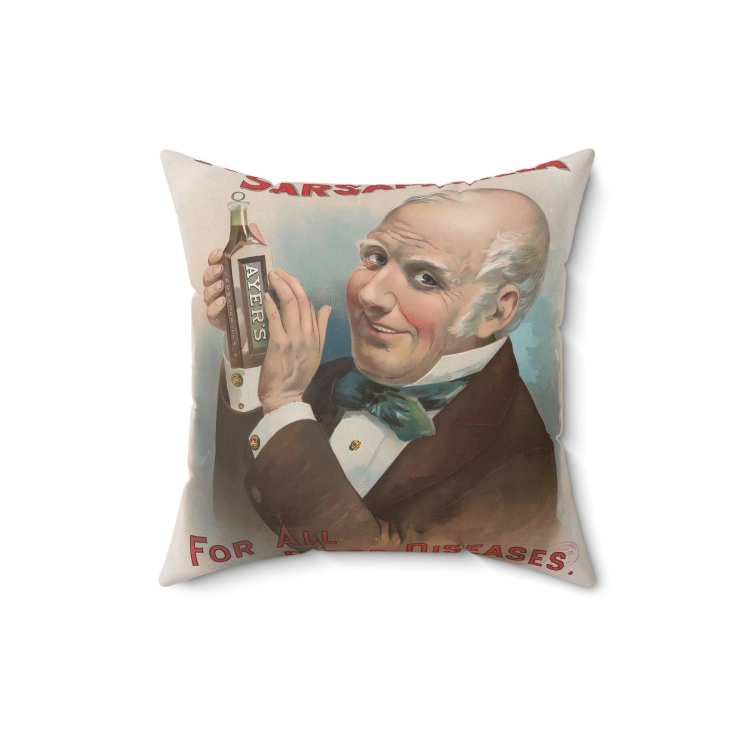 Ayer's sarsaparilla, for all blood diseases, cures others, will cure you Decorative Accent Square Pillow