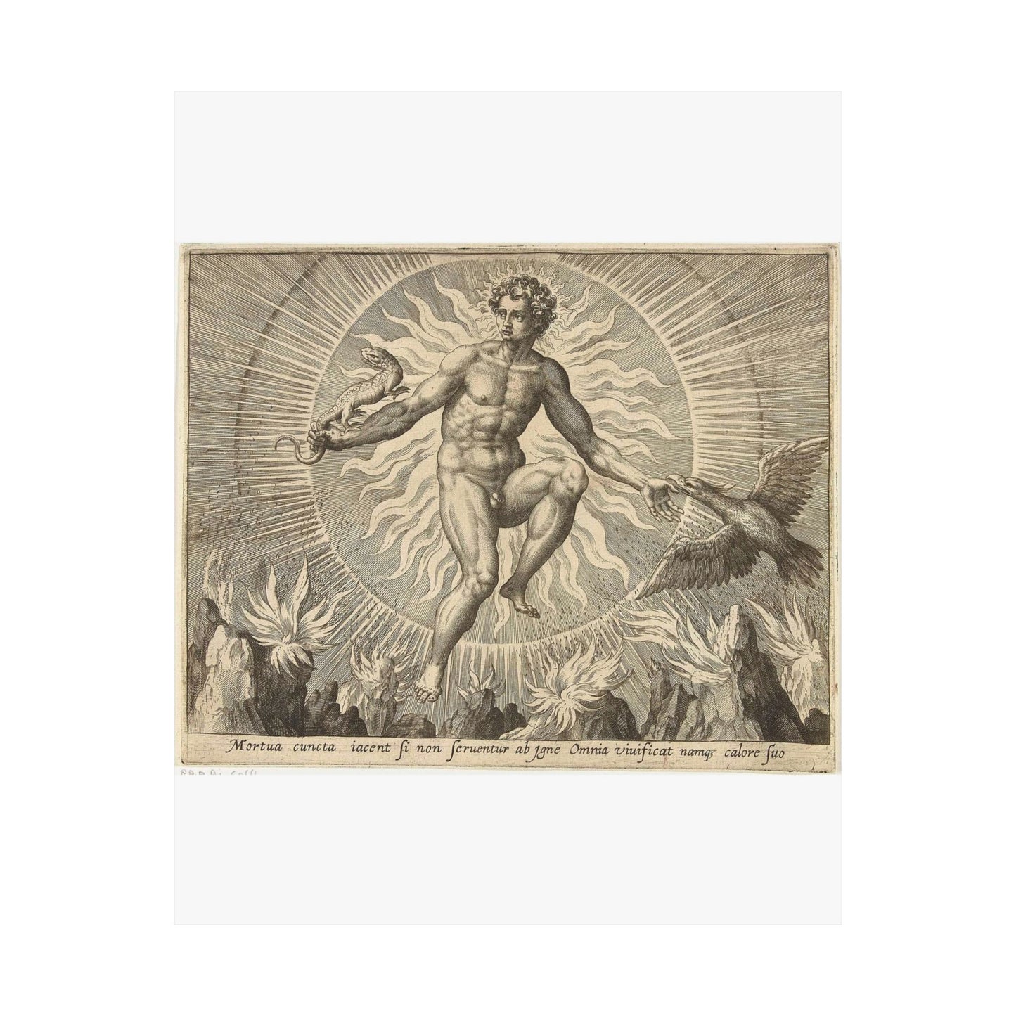 Adriaen Collaert - Vuur - Engraving, Public domain image High Quality Matte Wall Art Poster for Home, Office, Classroom