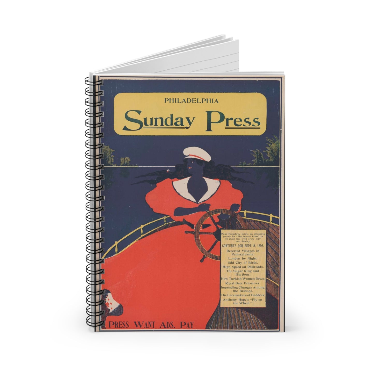Contents for Sept. 8, 1895: Deserted villages in Pennsylvania.. Spiral Bound Ruled Notebook with Printed Cover