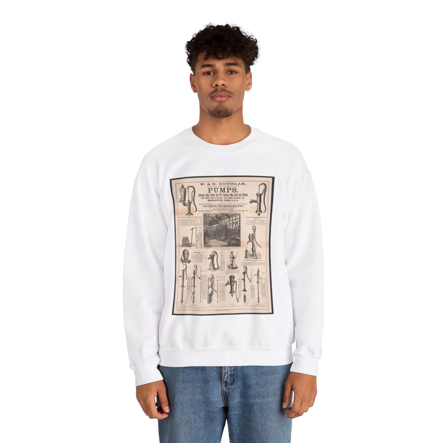 W. & B. Douglas, the oldest and most extensive manufacturers in the world of pumps White Heavy Blend Adult Crew Neck SweatShirt