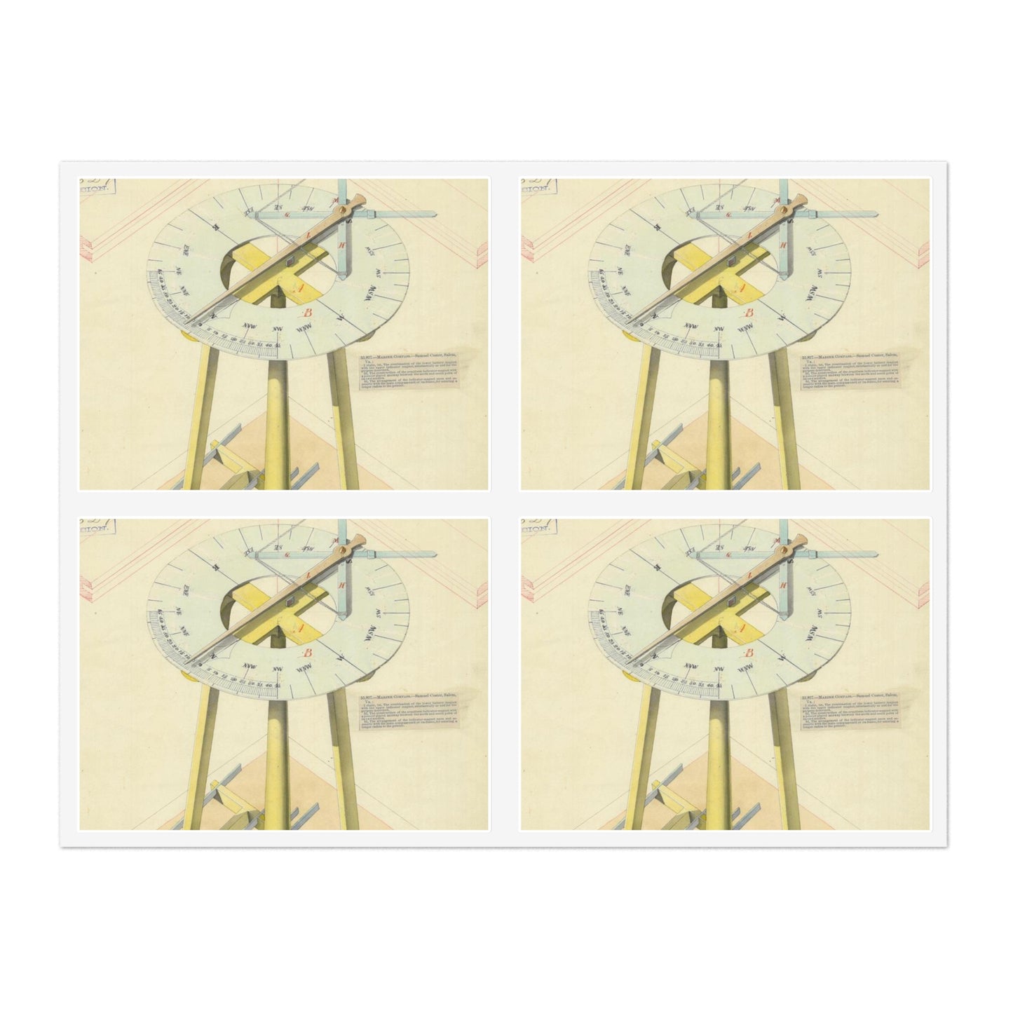 Patent drawing - Drawing of Marine Compasses Public domain image Laminated UV Protective Vinyl Stickers