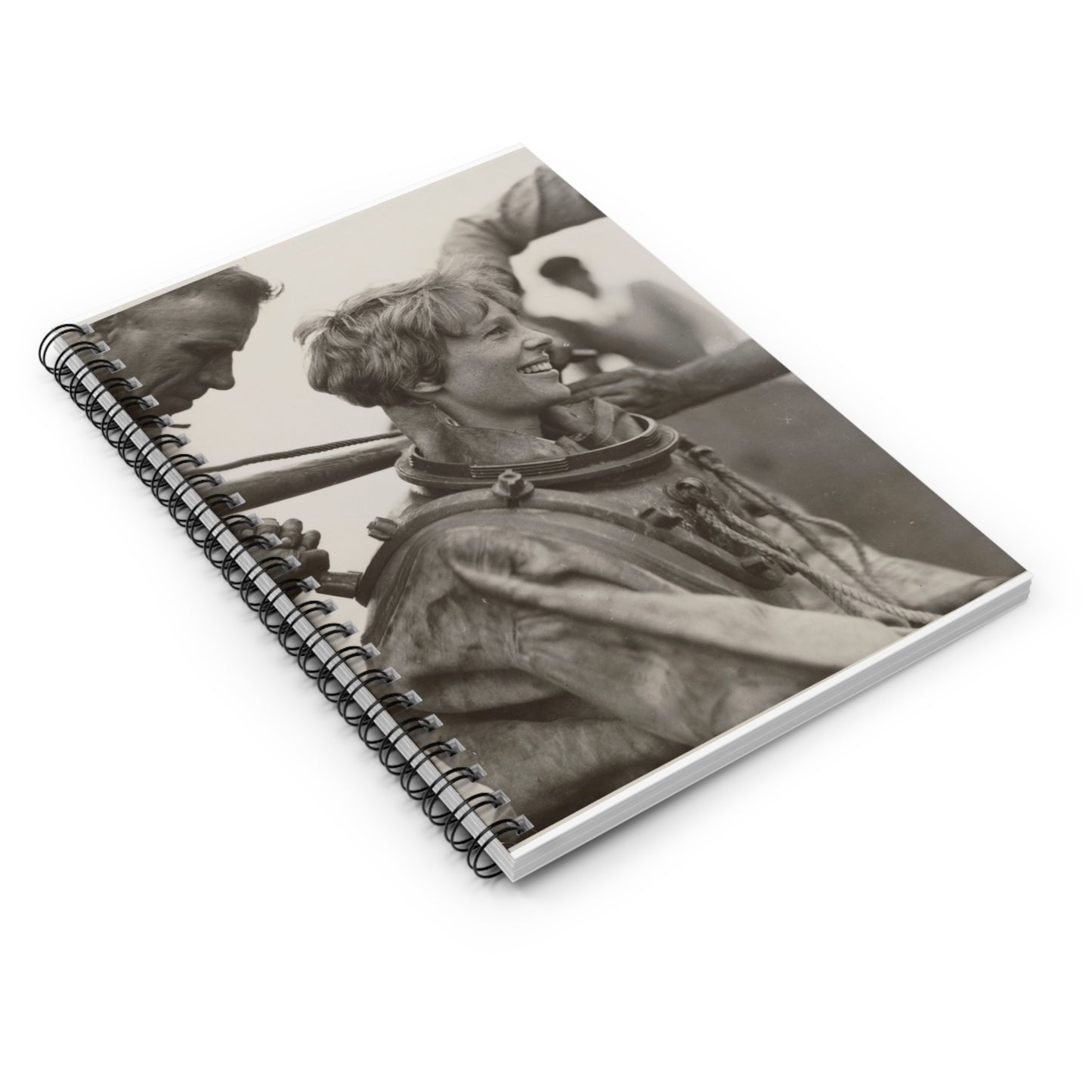 Amelia Earhart Deep Sea Diving off Block Island Spiral Bound Ruled Notebook with Printed Cover