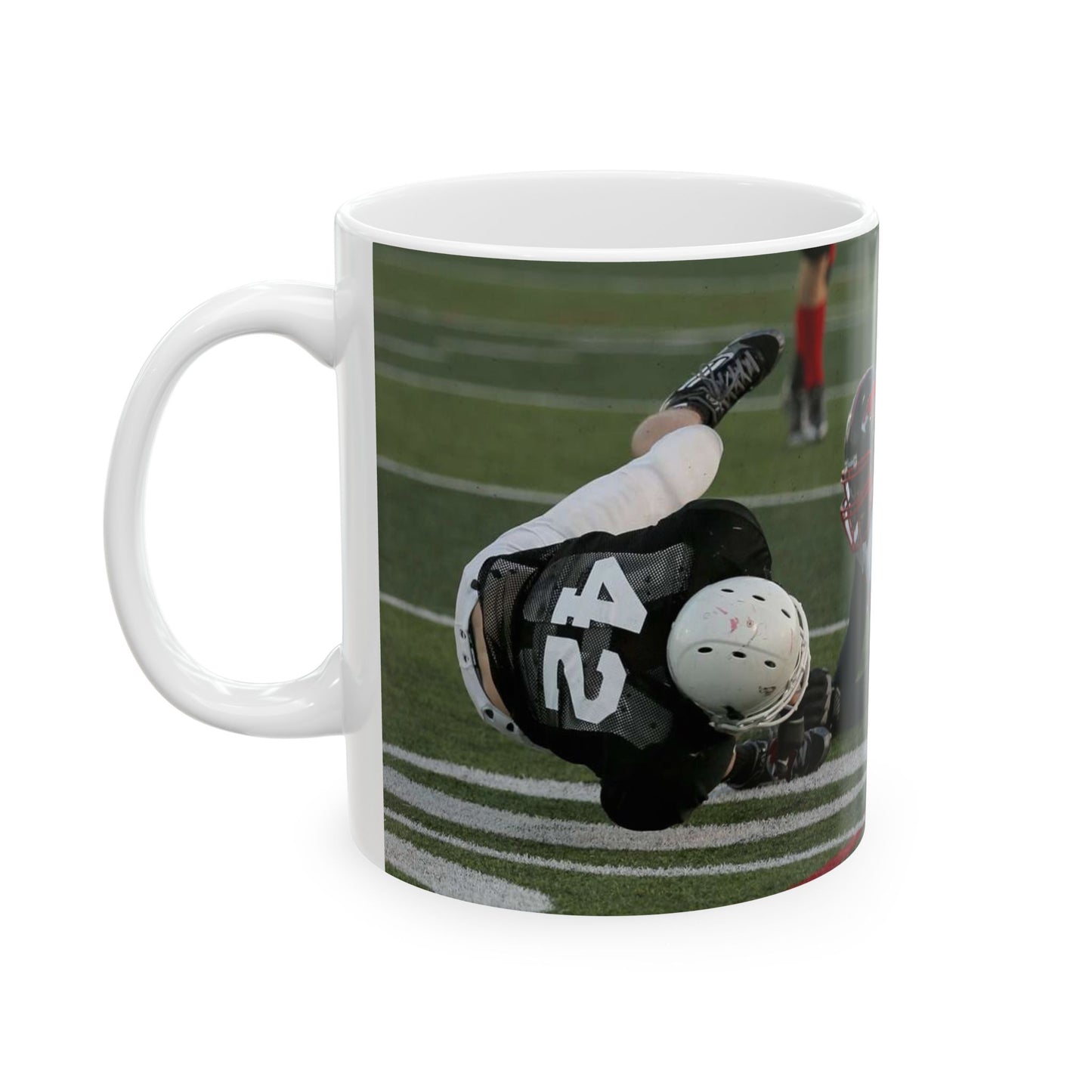 Fred Spencer, Falcons defensive lineman, trips up a Beautiful Novelty Ceramic Coffee Mug 11oz