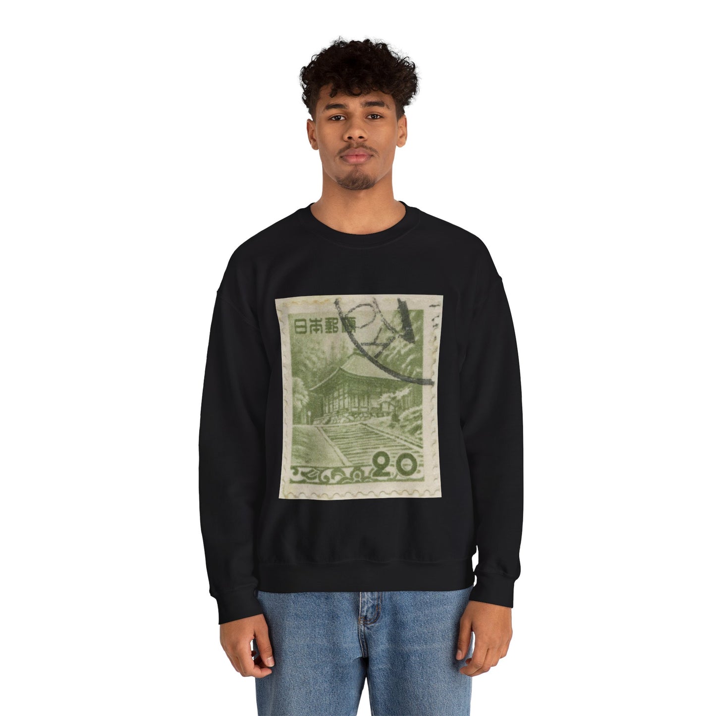 Frimärke ur Gösta Bodmans filatelistiska motivsamling, påbörjad 1950.Frimärke från Japan, 1953. Motiv av Guldtemplet Chysongi vid Hiraizumi. Black Heavy Blend Adult Crew Neck SweatShirt