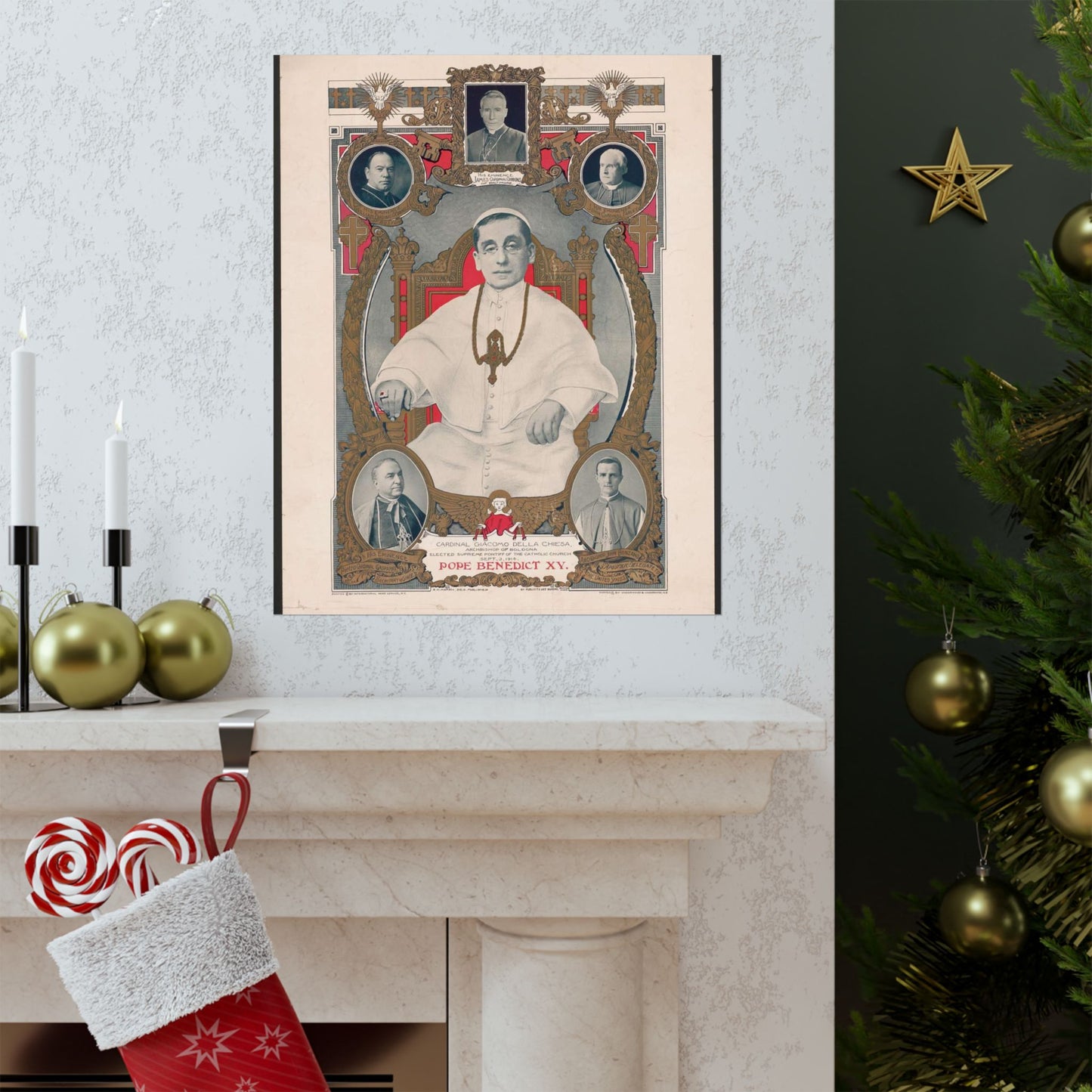 Pope Benedict XV: Cardinal Giacomo Della Chiese, Archbishop of Bologna, Elected Supreme Pontiff of the Catholic Church, September 3, 1914 High Quality Matte Wall Art Poster for Home, Office, Classroom
