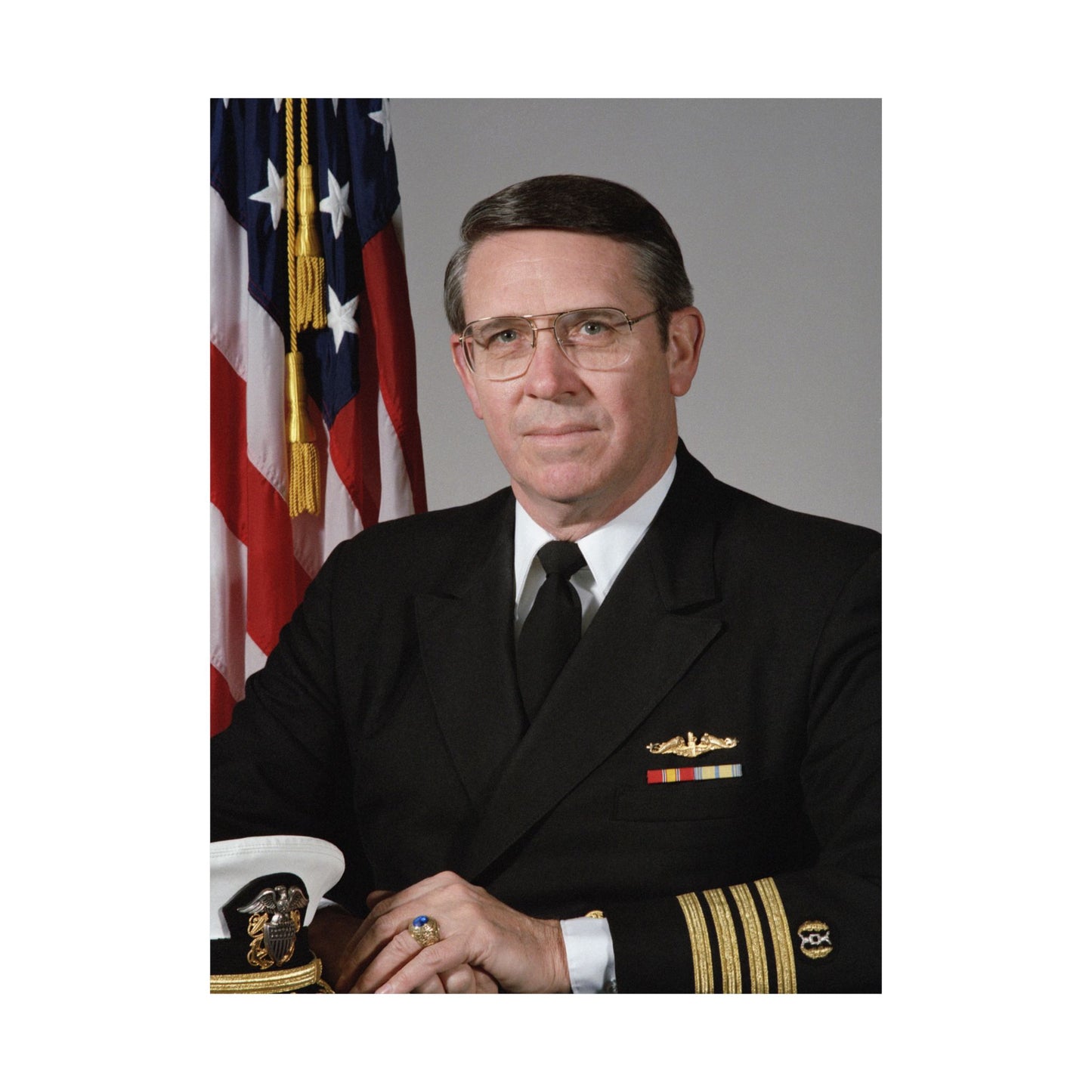 Portrait: US Navy (USN) Captain (CAPT) Charles A. Hougland (uncovered) High Quality Matte Wall Art Poster for Home, Office, Classroom