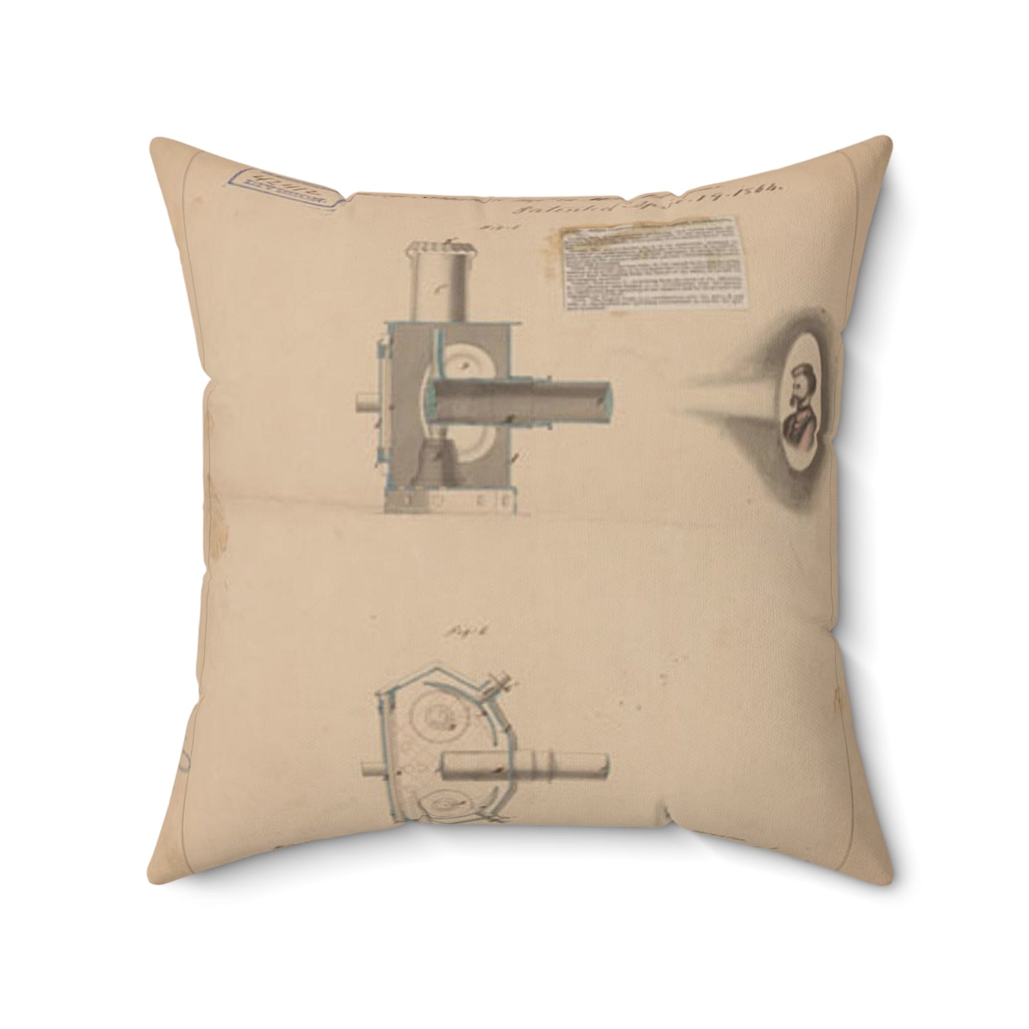 Patent drawing - Drawing of Improvement in Magic Lanterns Public domain image Decorative Accent Square Pillow
