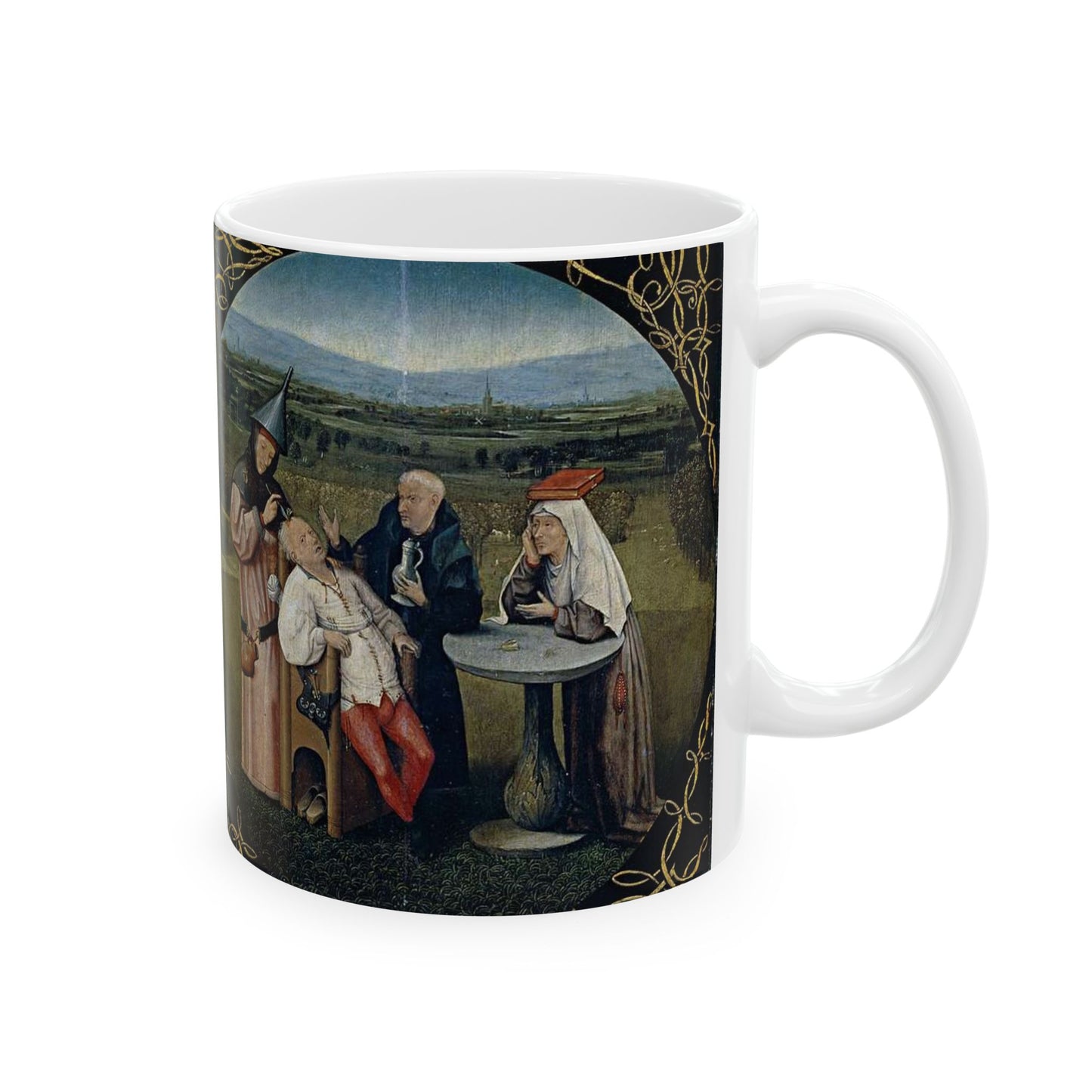 Hieronymus Bosch 053 - A painting of a group of people sitting around a table Beautiful Novelty Ceramic Coffee Mug 11oz