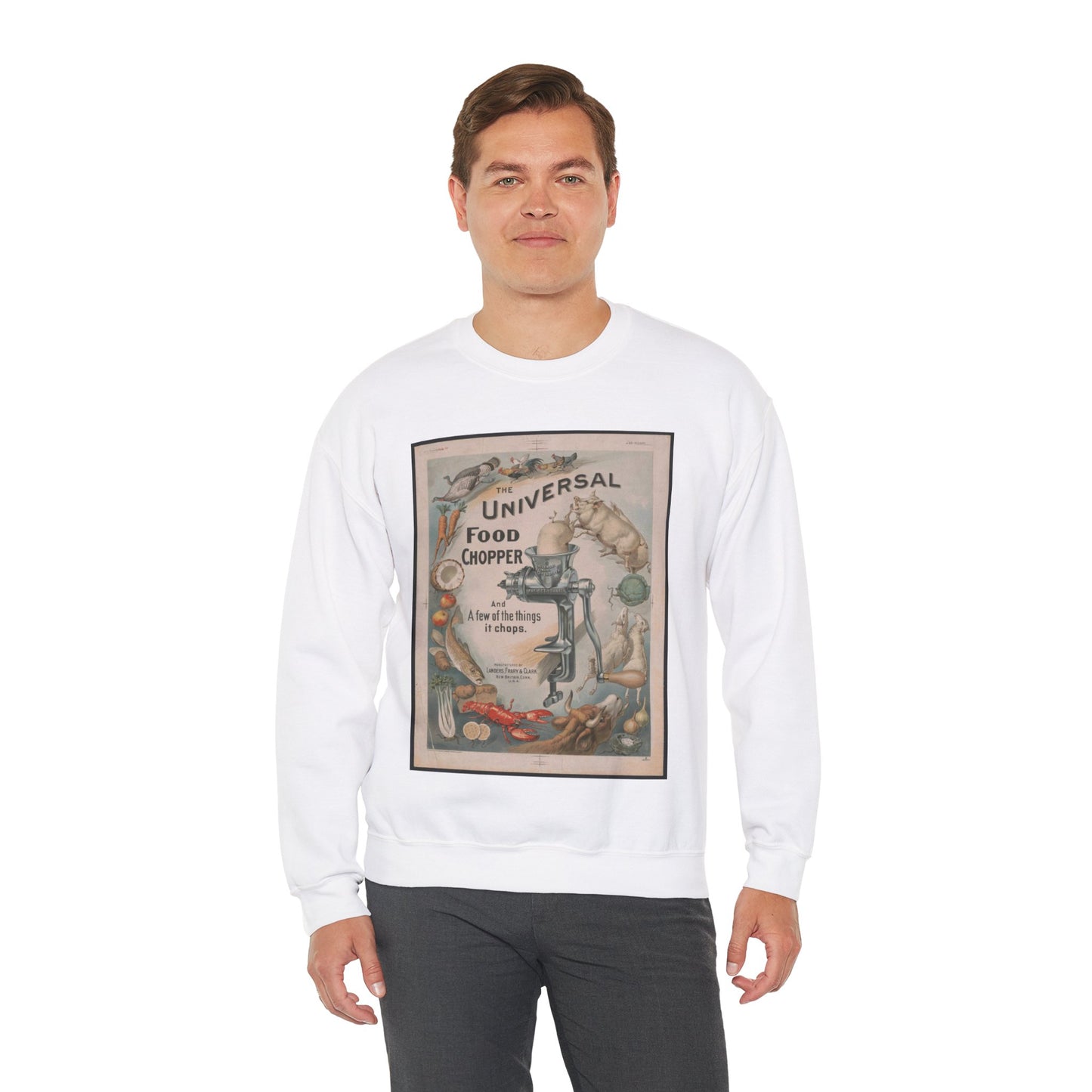 Poster - The universal food chopper - Public domain lithograph White Heavy Blend Adult Crew Neck SweatShirt