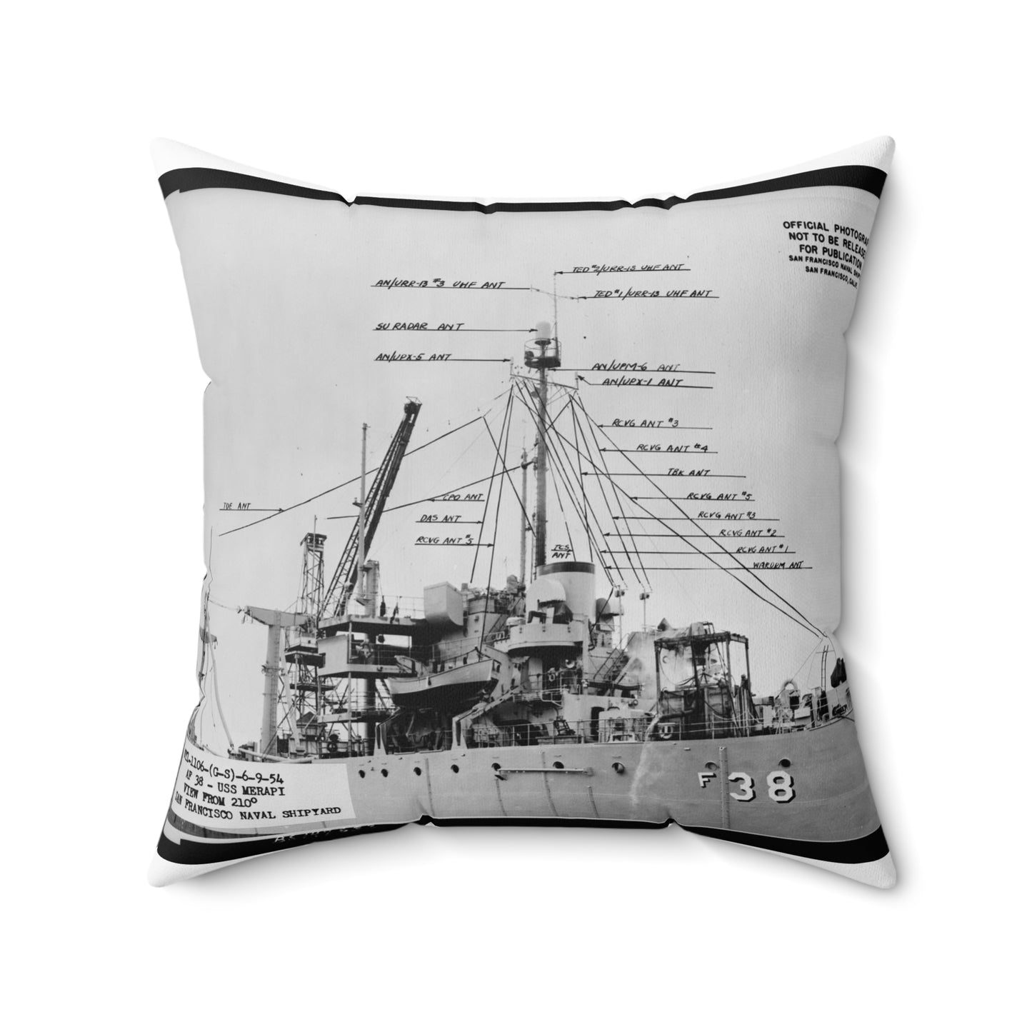 Navy Ship AF-38 Merapi - Public domain photogrpaph Decorative Accent Square Pillow