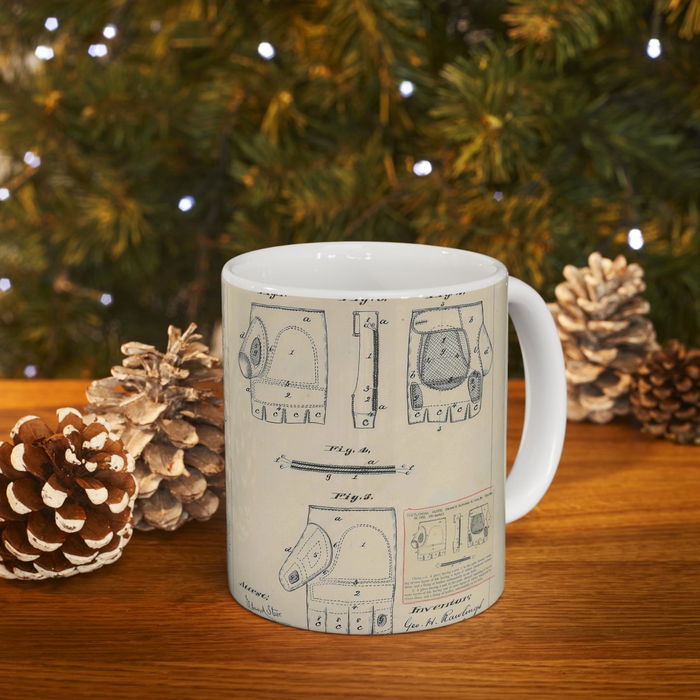 Patent drawing - Drawing for a "Base Ball Glove" Public domain image Beautiful Novelty Ceramic Coffee Mug 11oz