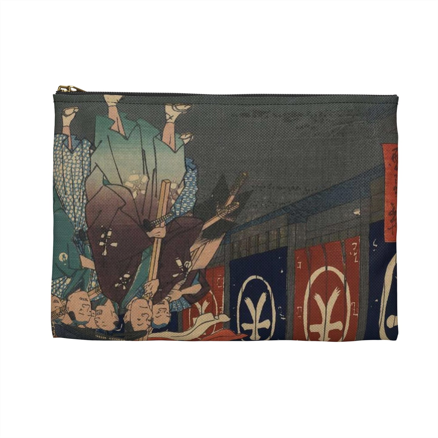 Gajō icchō, Ando Hiroshige - Public domain portrait drawing Large Organizer Pouch with Black Zipper