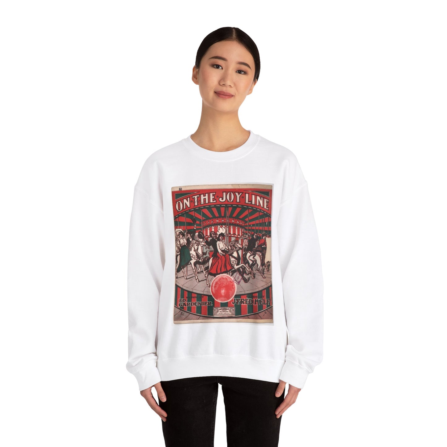 On the joy line - Public domain American sheet music White Heavy Blend Adult Crew Neck SweatShirt