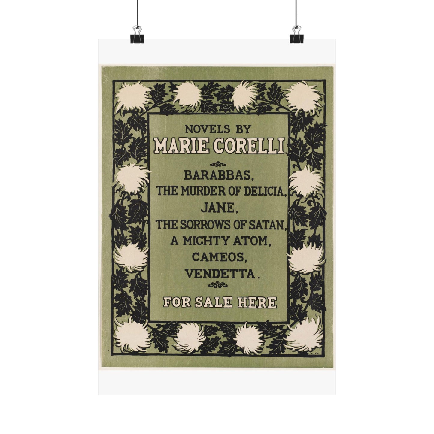 Novels by Marie Corelli, Art Nouveau poster High Quality Matte Wall Art Poster for Home, Office, Classroom