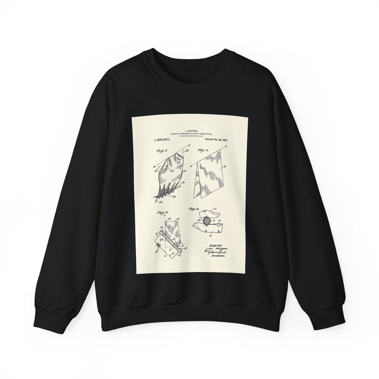 Patent Case File No. 1,400,691, Method of Producing Artificial-Flower Petals, Inventor- Louise Malstrom. - DPLA - 6710c28c24e0449480bf0fb8ddb4a41d (page 4) Black Heavy Blend Adult Crew Neck SweatShirt