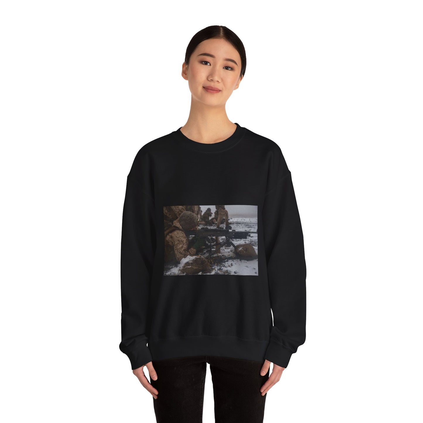U.S. Marine Corps Lance Cpl. Jimmy Medders, a machine Black Heavy Blend Adult Crew Neck SweatShirt