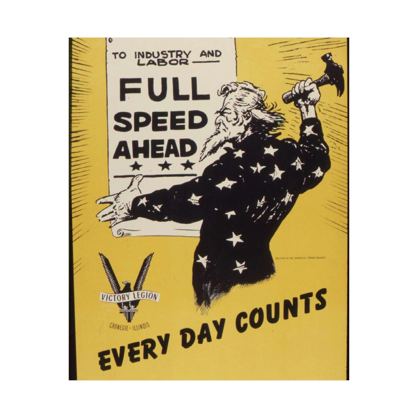 Full speed ahead. Every day counts. Production Drive Committee. - NARA - 534928 High Quality Matte Wall Art Poster for Home, Office, Classroom