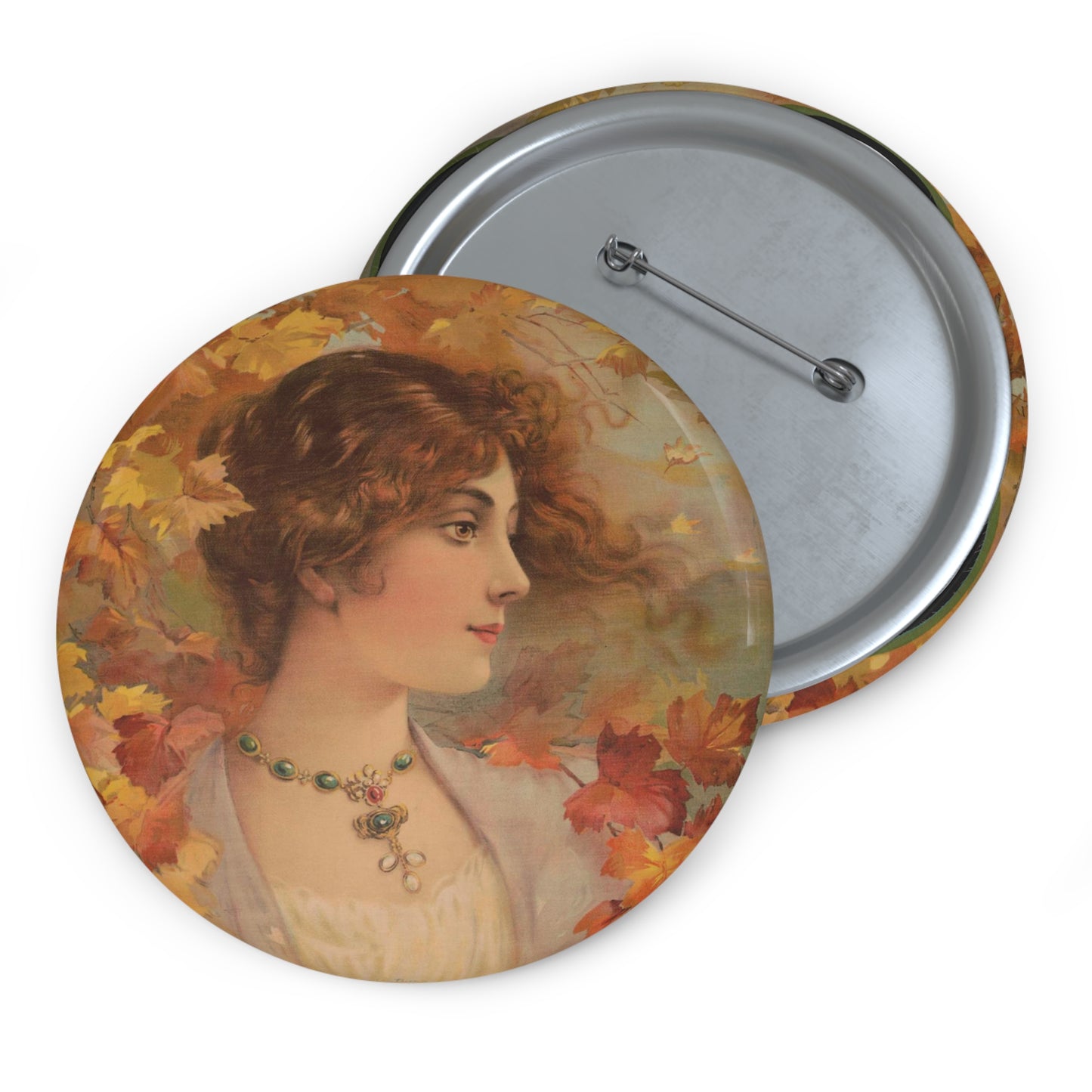 Autumn - Print, Library of Congress collection Pin Buttons with Crisp Design