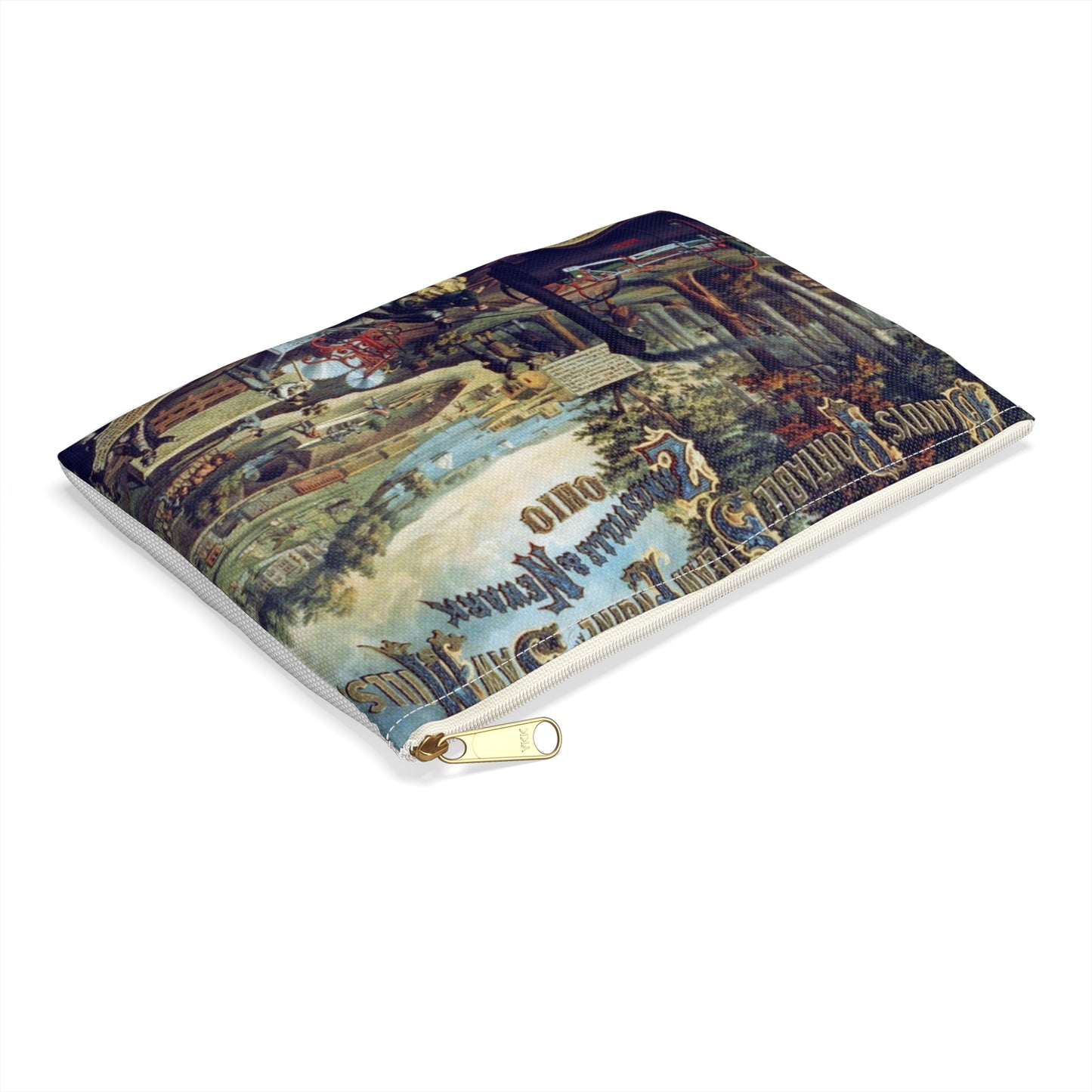 Blandy's portable steam engine and saw mills, Zanesville & Newark Ohio Large Organizer Pouch with Black Zipper
