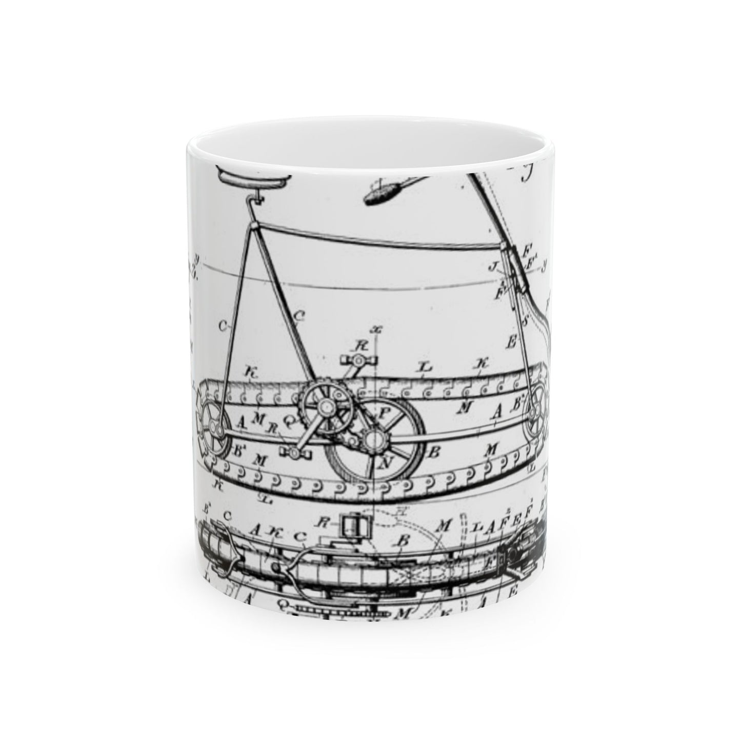 Patent drawing - Traction "Vehicle" (Bicycle Patent, 1895) Public domain image Beautiful Novelty Ceramic Coffee Mug 11oz