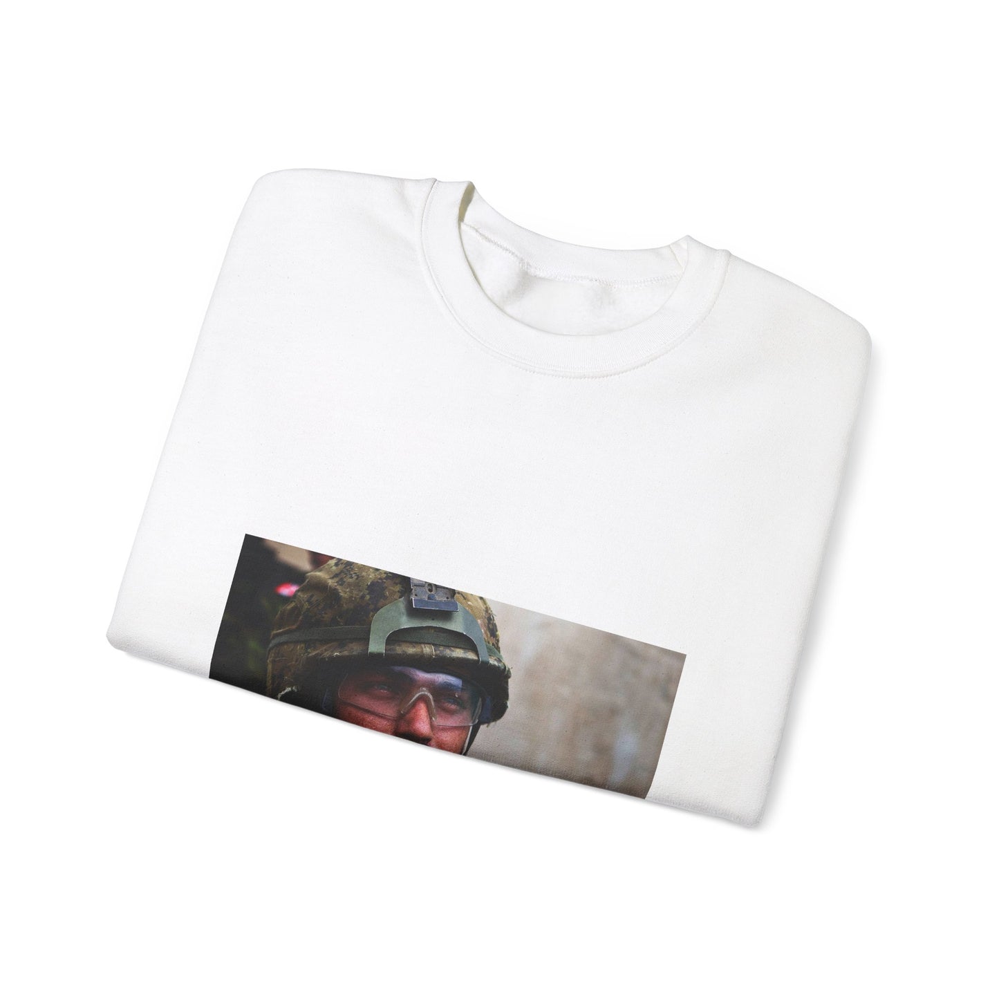Cpl. Dean Disotell, a heavy-machine gunner with Company White Heavy Blend Adult Crew Neck SweatShirt