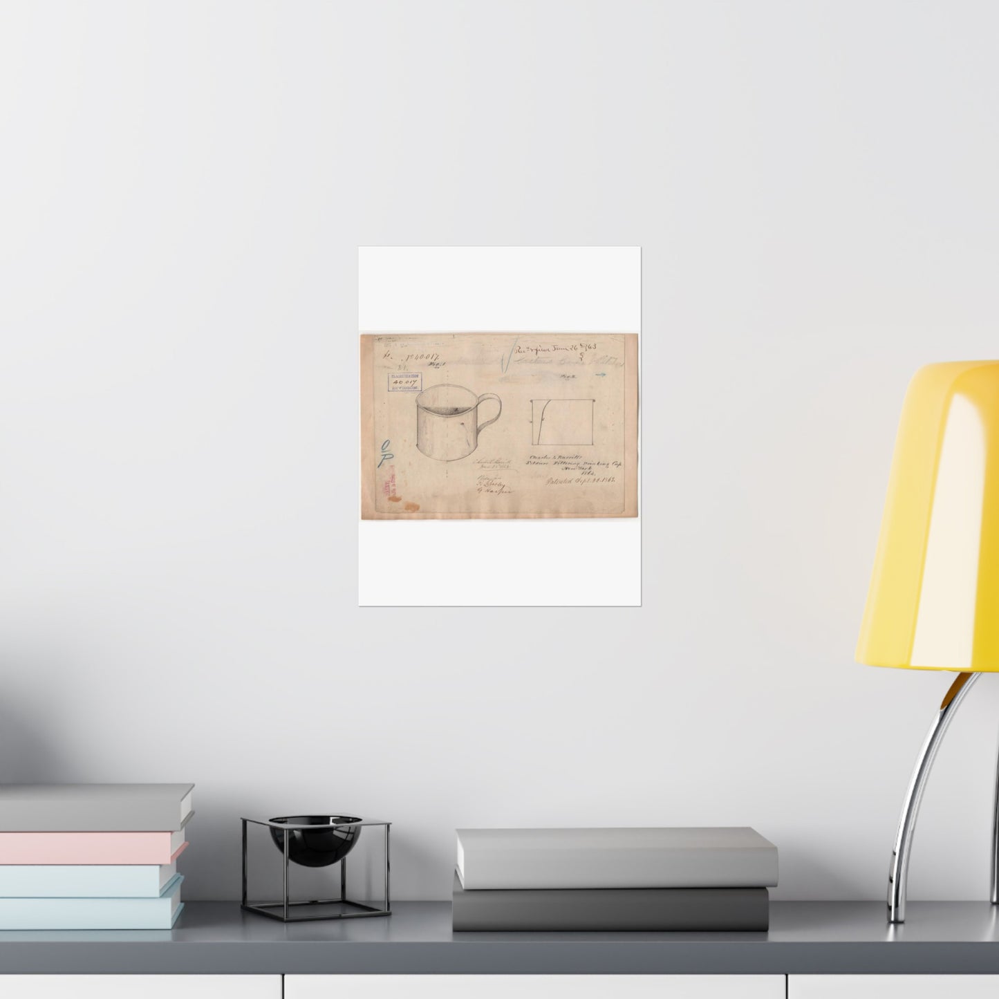 Patent drawing - Drawing of Soldiers Filtering Drinking Cup Public domain image High Quality Matte Wall Art Poster for Home, Office, Classroom