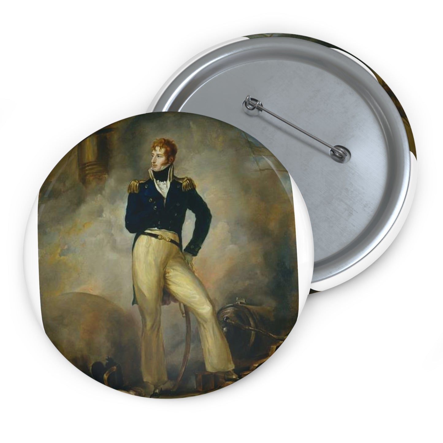 Lord Cochrane 1807 - Public domain painting Pin Buttons with Crisp Design