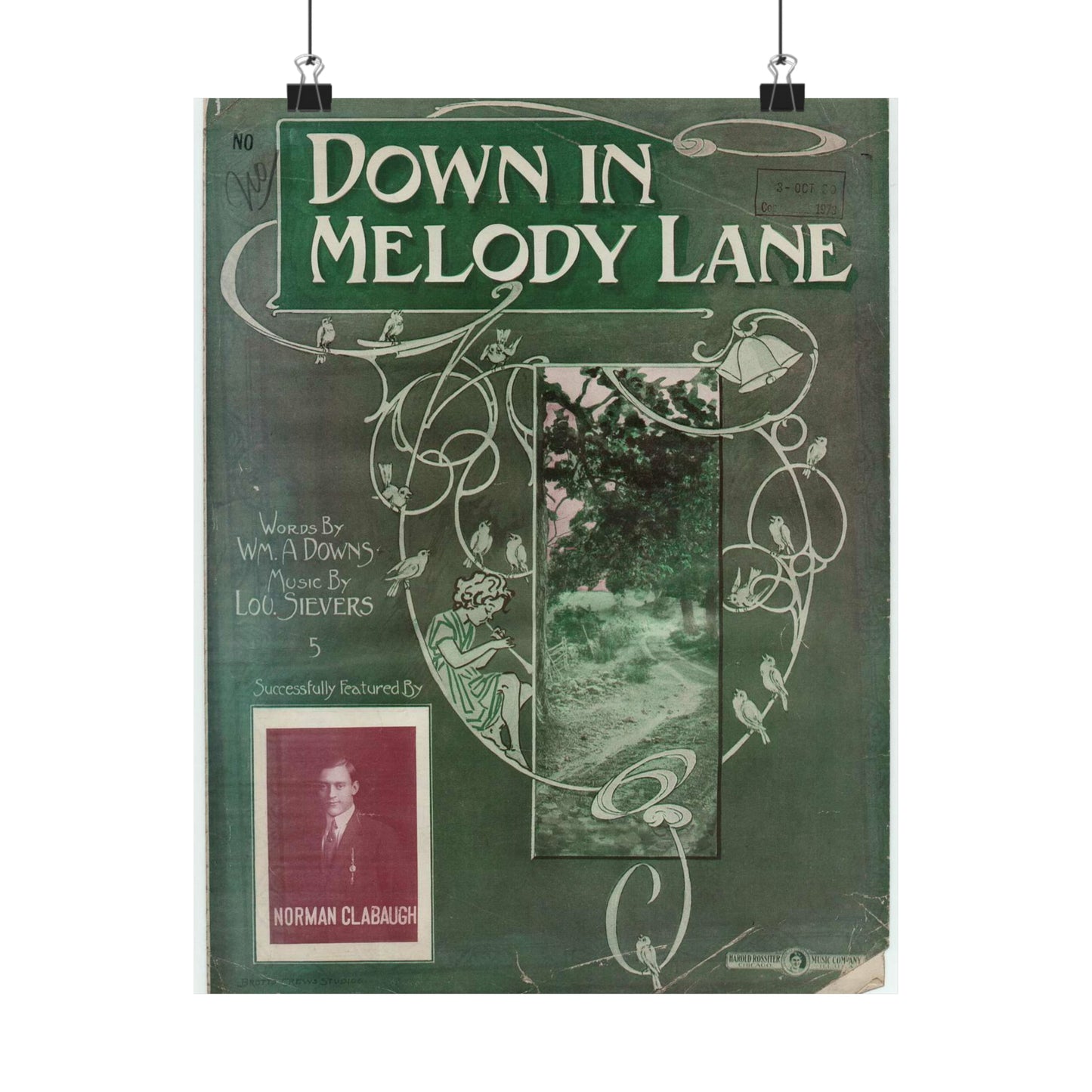 Down in melody lane - Public domain American sheet music High Quality Matte Wall Art Poster for Home, Office, Classroom