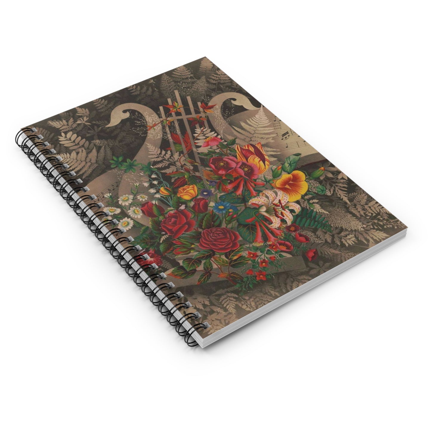 Ferns & flowers - Print, Library of Congress collection Spiral Bound Ruled Notebook with Printed Cover