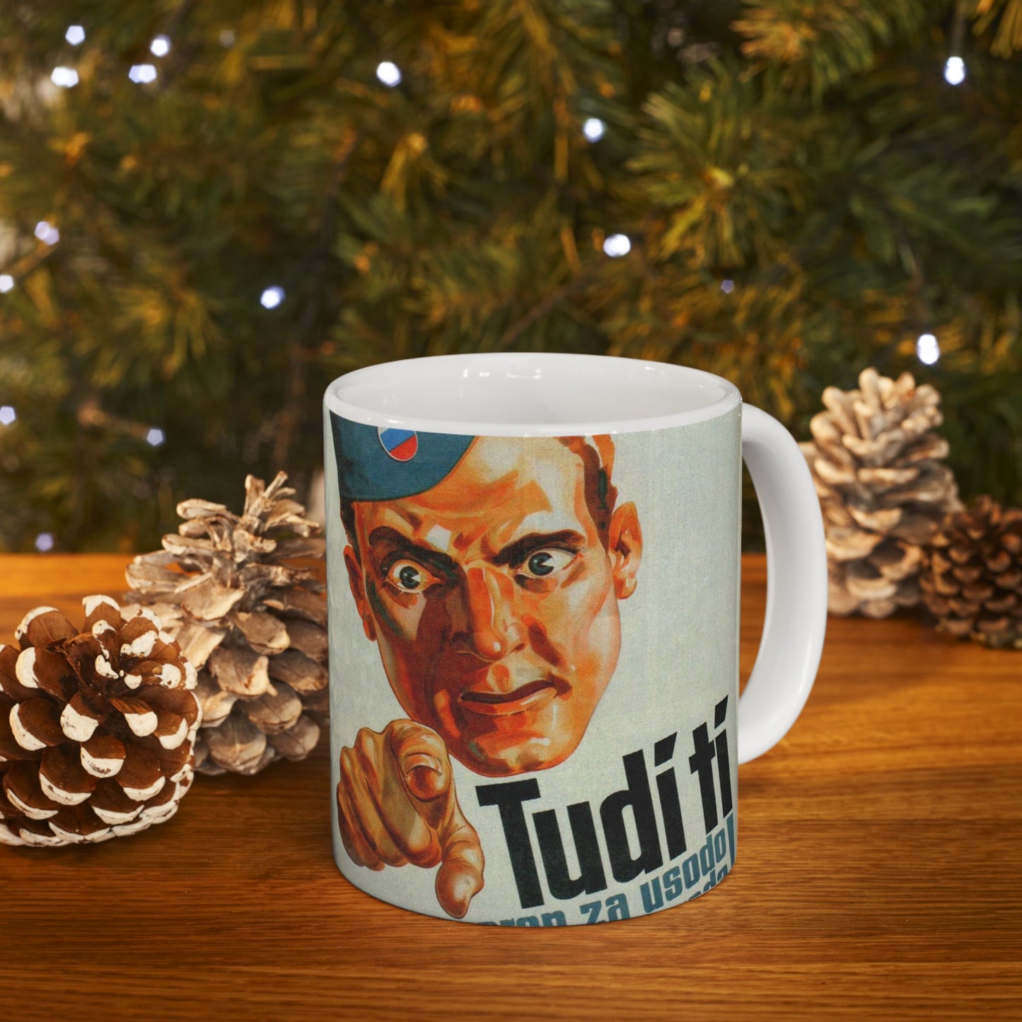 Jože Beranek - plakat Tudi ti si odgovoren za usodo slovenskega naroda SCAN Beautiful Novelty Ceramic Coffee Mug 11oz