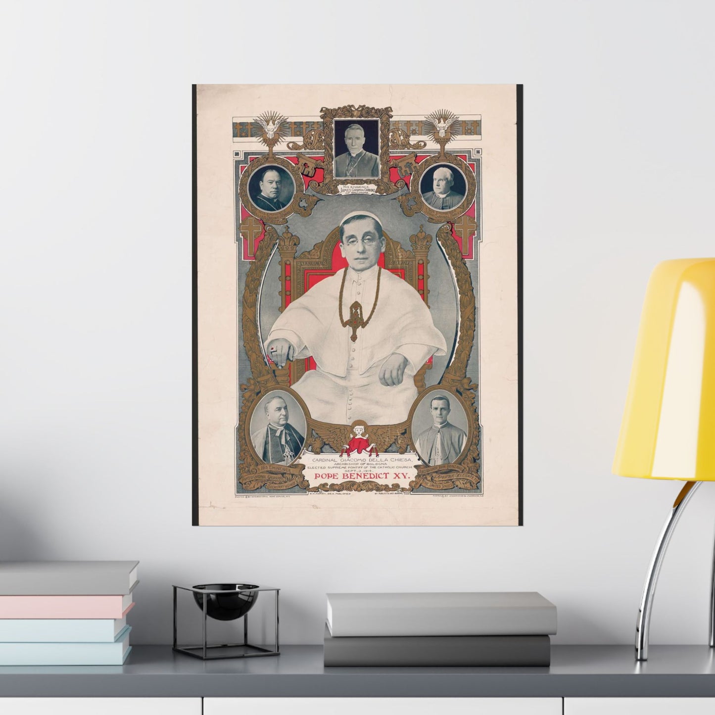 Pope Benedict XV: Cardinal Giacomo Della Chiese, Archbishop of Bologna, Elected Supreme Pontiff of the Catholic Church, September 3, 1914 High Quality Matte Wall Art Poster for Home, Office, Classroom